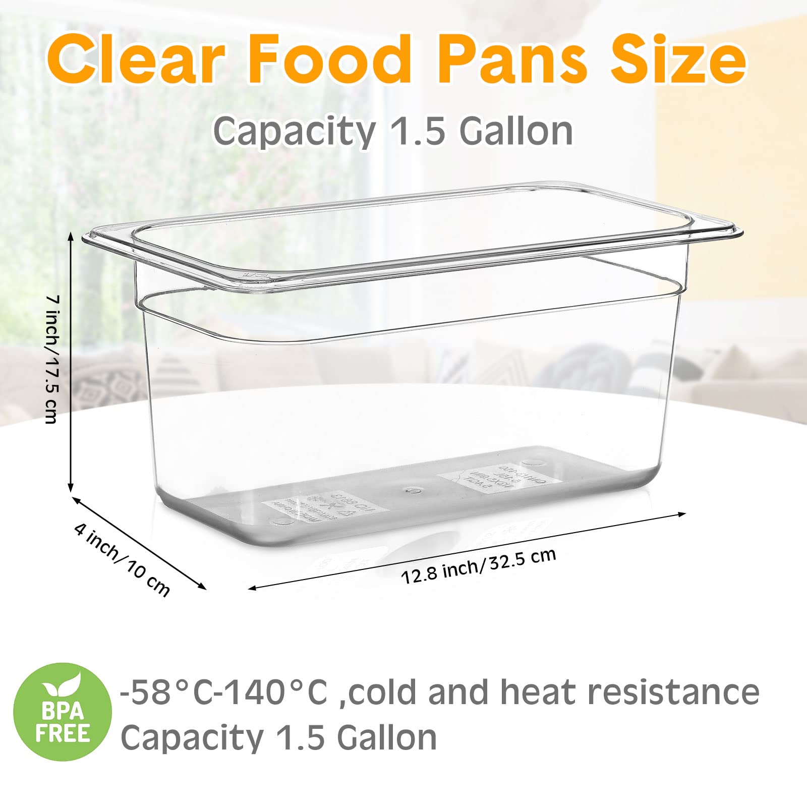 Yinder 12 Pack Plastic Food Pan 1/3 Size Commercial Food Storage Containers Pans Clear Stackable Restaurant Hotel Pans For Kitch