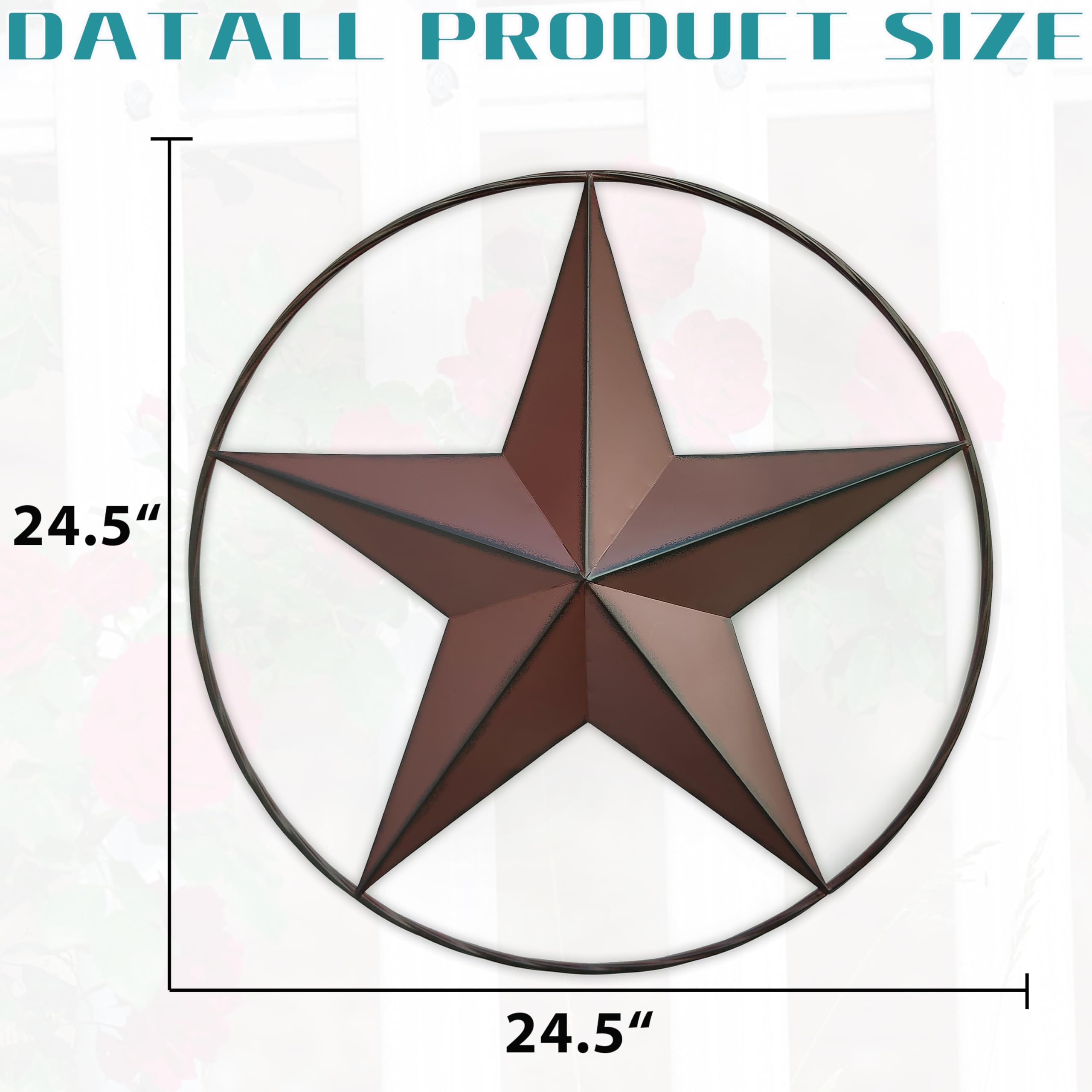 VIVICOMFY 24.5 Red Large Barn Star Wall Decor-Americana Exterior House Decor-Metal Star for Outside Texas Stars Art Rustic Vinta