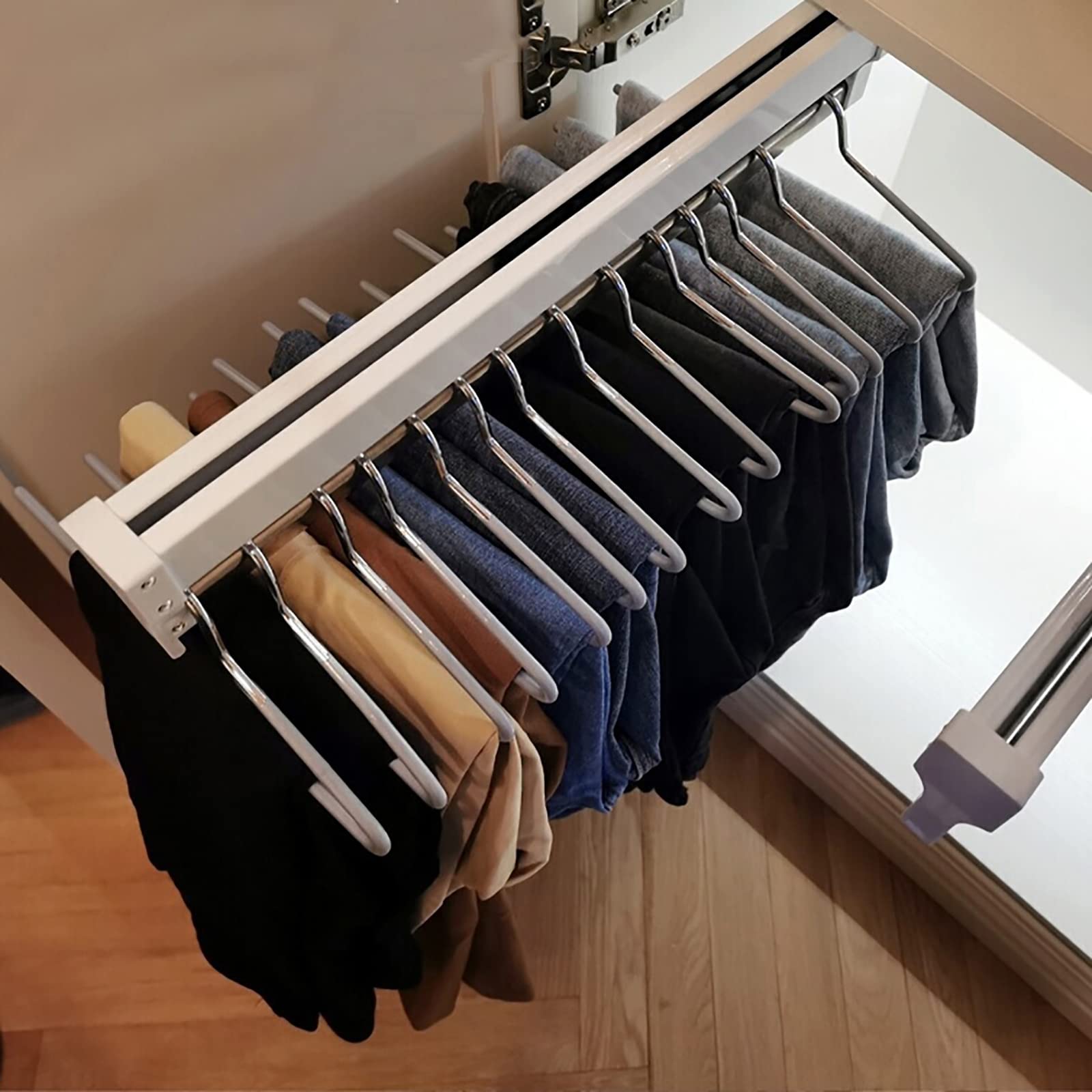 Mafage Pull Out Closet Valet Rod, Adjustable Sliding Heavy Duty Steel Top Mounted Clothes Storage Hanger Rail For Closet Wardrob