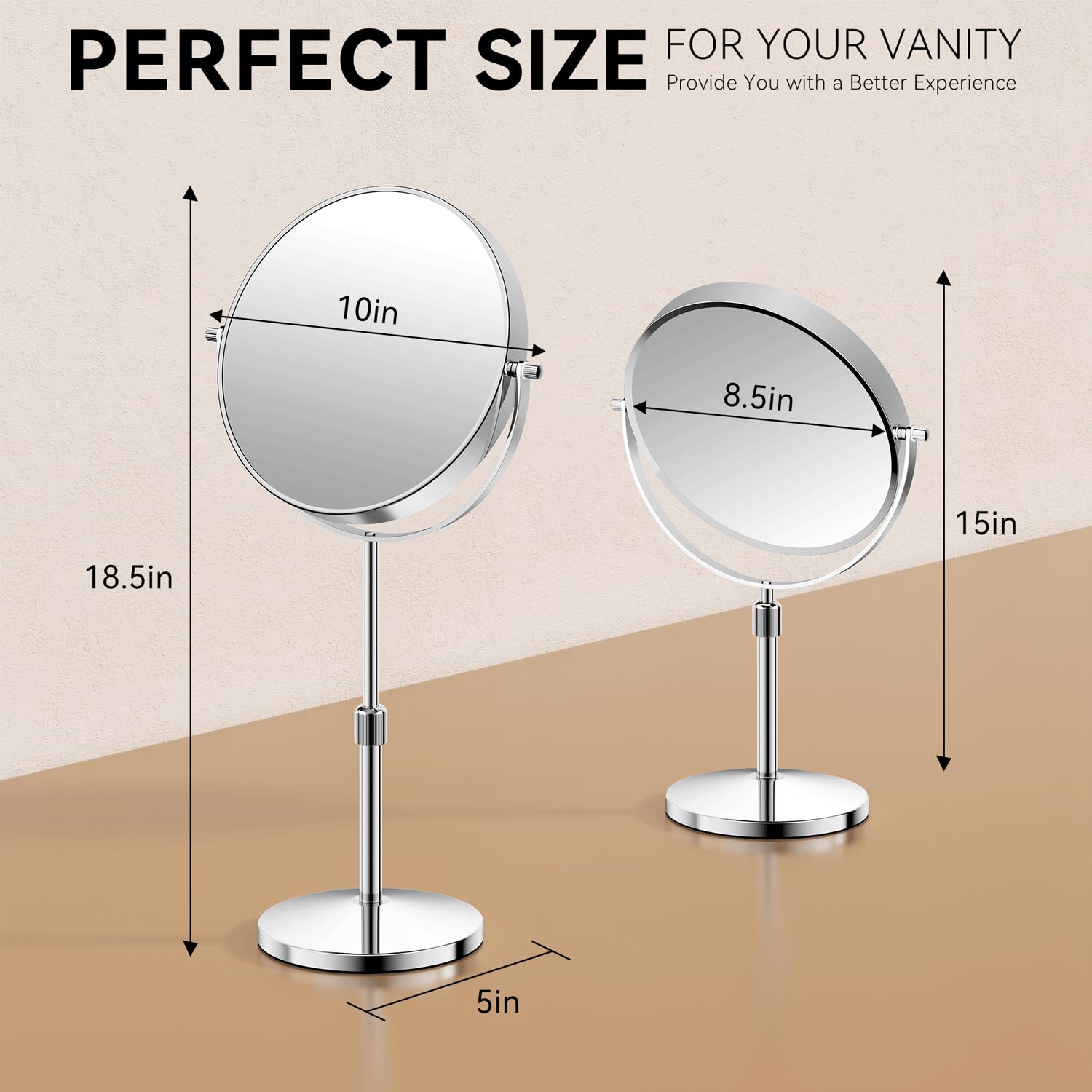 Auxmir 1X/30X Magnifying Mirror with Stand, 8.5 Double-Sided Makeup Mirror with Adjustable Height, Tabletop Mirrors with Magni