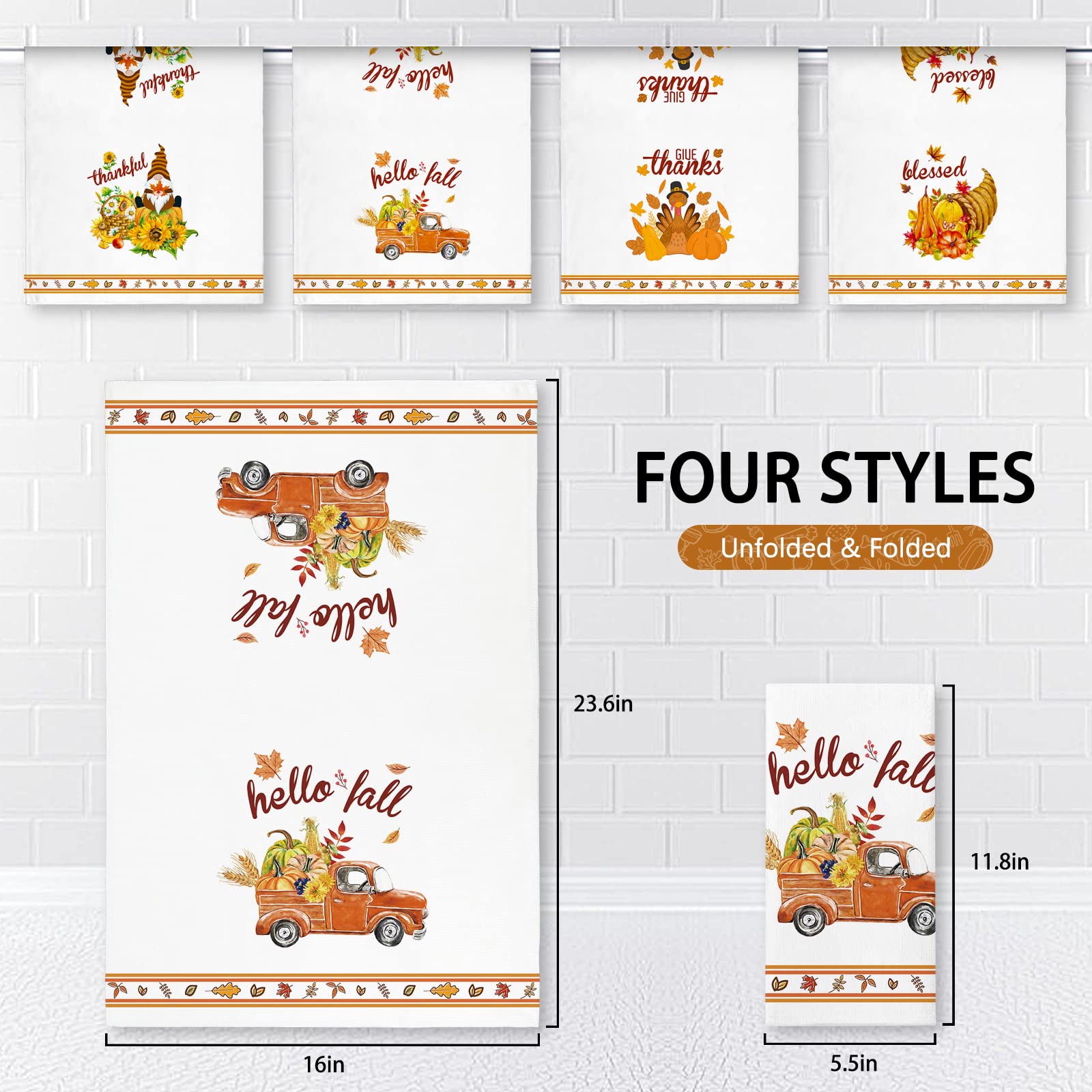 Nialnant Thanksgiving Kitchen Towels, Microfiber Washcloths Dish Towels For Drying Dishes, Funny Kitchen Hand Towels, Housewarmi