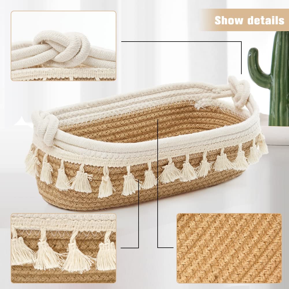 Hosroome Small Woven Storage Basket Boho Decor Baskets For Organizing Small Storage Basket For Bedroom Nursery Livingroom Entryw