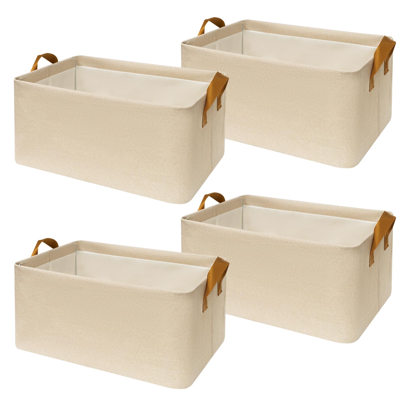 Closet Cloth Storage Bins For Shelves,4 Pack Storage Baskets For Shelves, Medium Linen Bins For Closet Organization With Handles