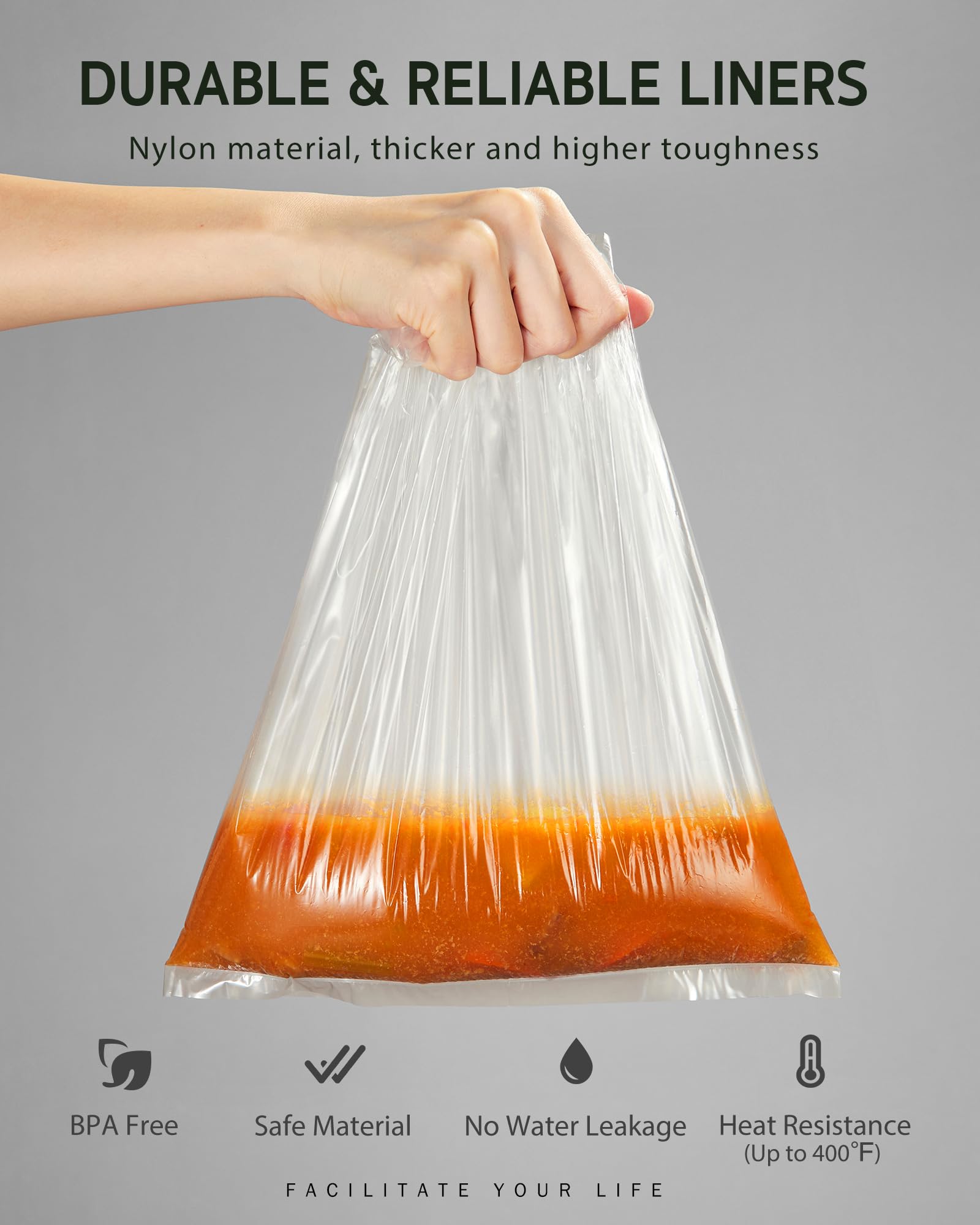 Syntus Slow Cooker Liners, 10 Count Cooking Bags Small Size Disposable Pot Liners Plastic Bags, Fit 1Qt To 3Qt For Slow Cooker C
