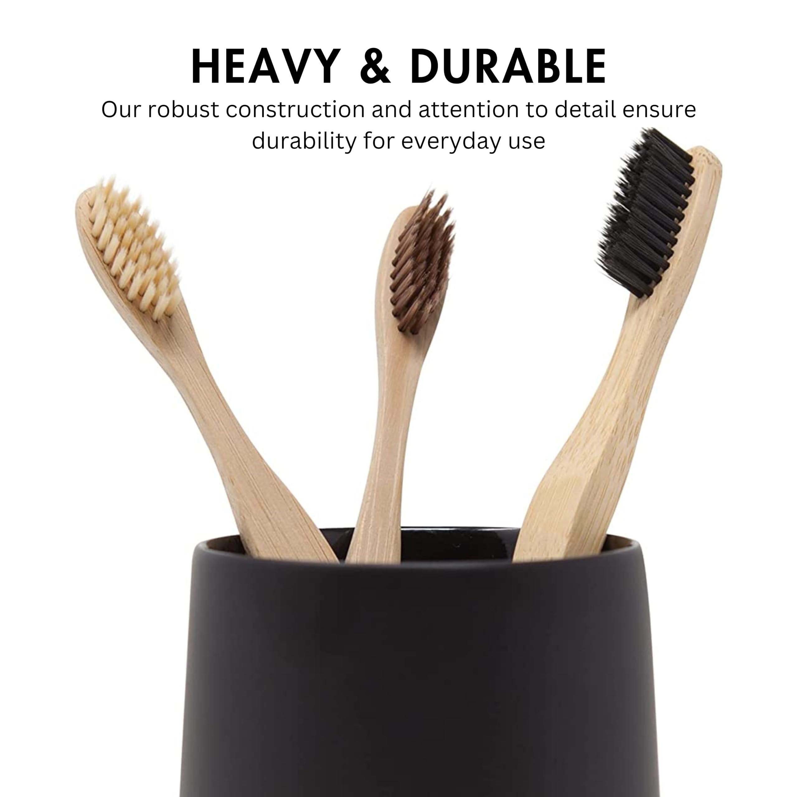 Yew Design Matte Black Toothbrush And Toothpaste Holder And Cup For Bathroom Vanity And Countertop, Round Organizer For Electric