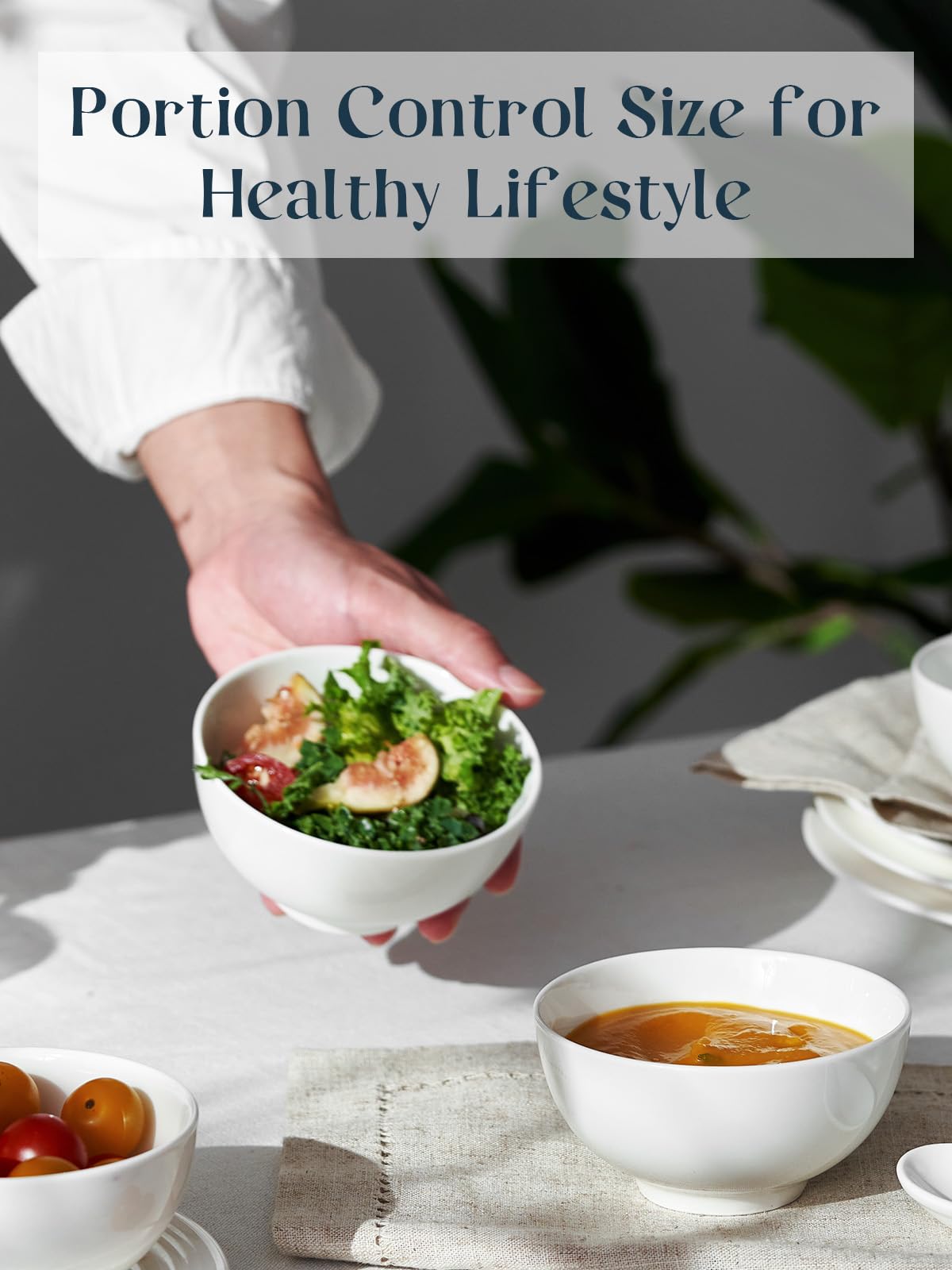 Dowan 10 Oz Small Dessert Bowls - 4.5'' Ceramic Cereal Bowls Set Of 8 - Porcelain White Bowls For Side Dishes, Rice, Ice Cream,