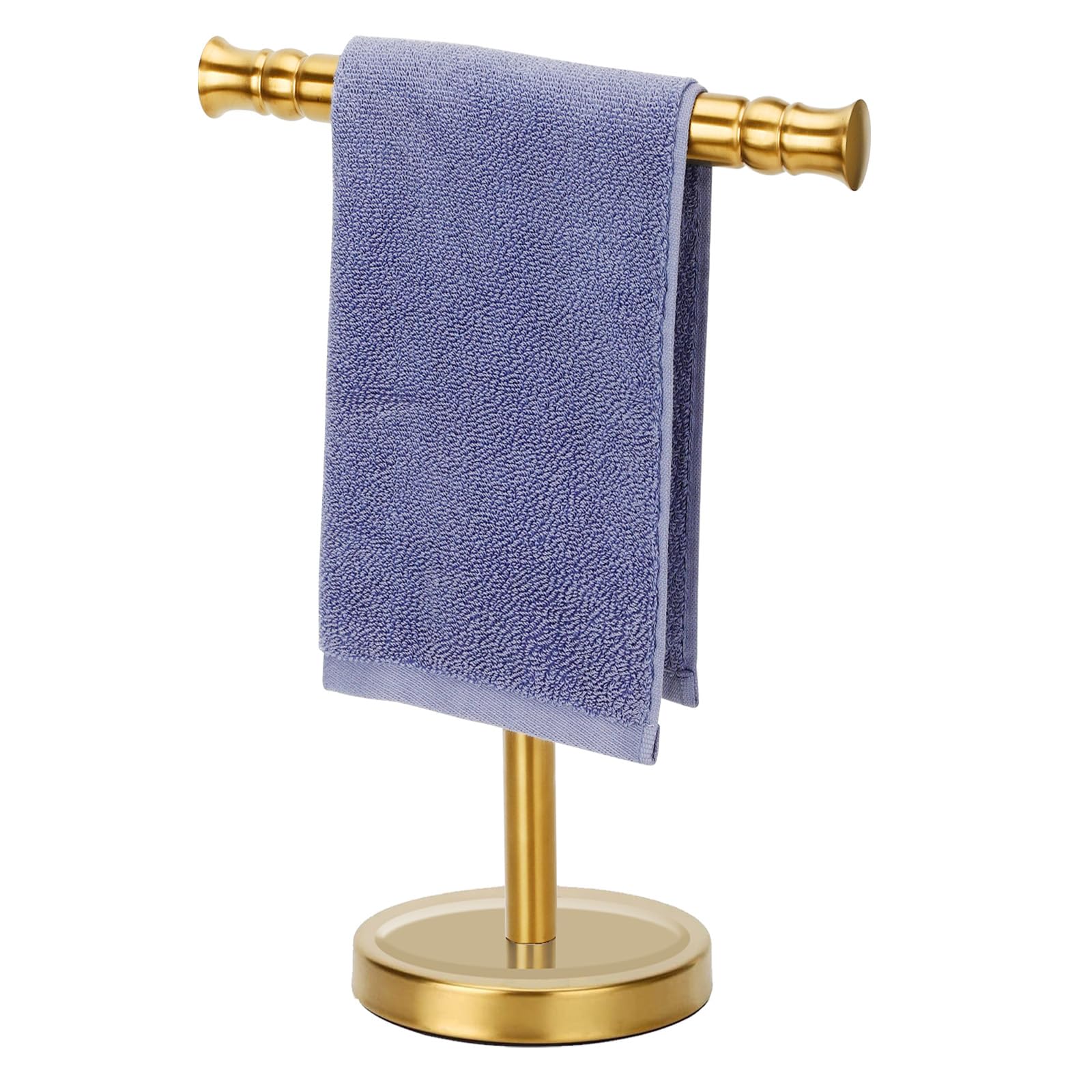 Sfemn Gold Hand Towel Holder Stand For Bathroom Vanity Countertop Sus304 Stainless Steel T-Shape Free Standing Towel Rack Stand