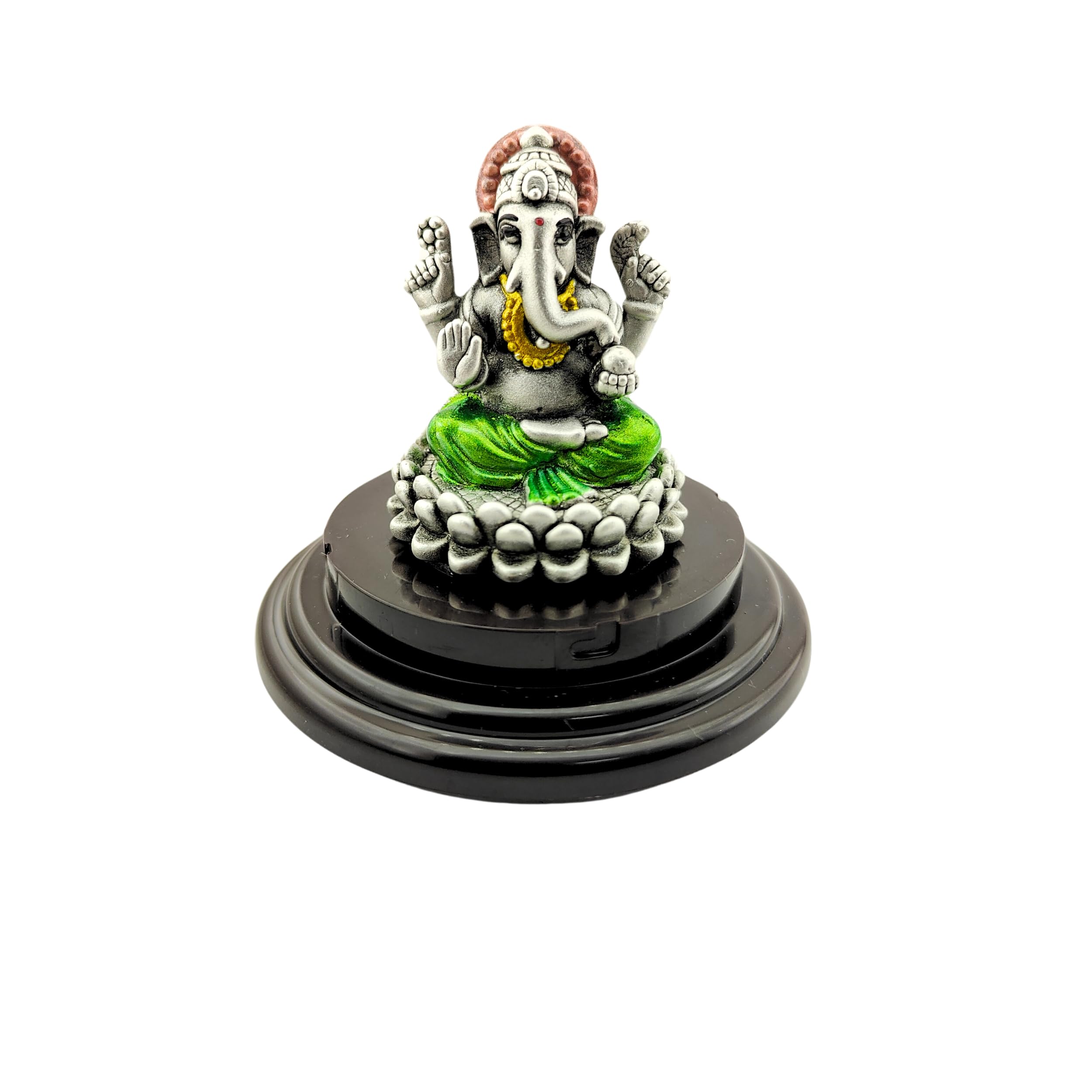 Silverspot Jewel 999 Pure Silver Colourful Ganesha/Vinayak Idol With Acrylic Base, For Pooja/Gift Tem For Auspicious Occasion/Ca