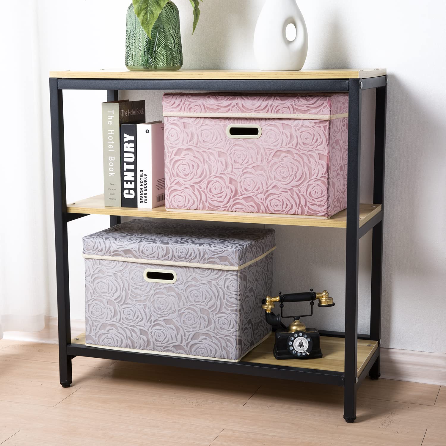 Prandom Larger Collapsible Storage Cubes With Lids Fabric Decorative Storage Bins Boxes Organizer Containers Baskets With Cover