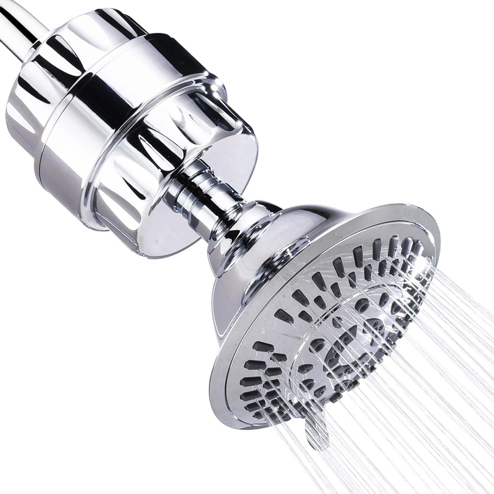 Bright Showers High Pressure Shower Head With Shower Filter 5 Spray Setting Fixed Shower Head, Filtered Showerhead For Hard Wate