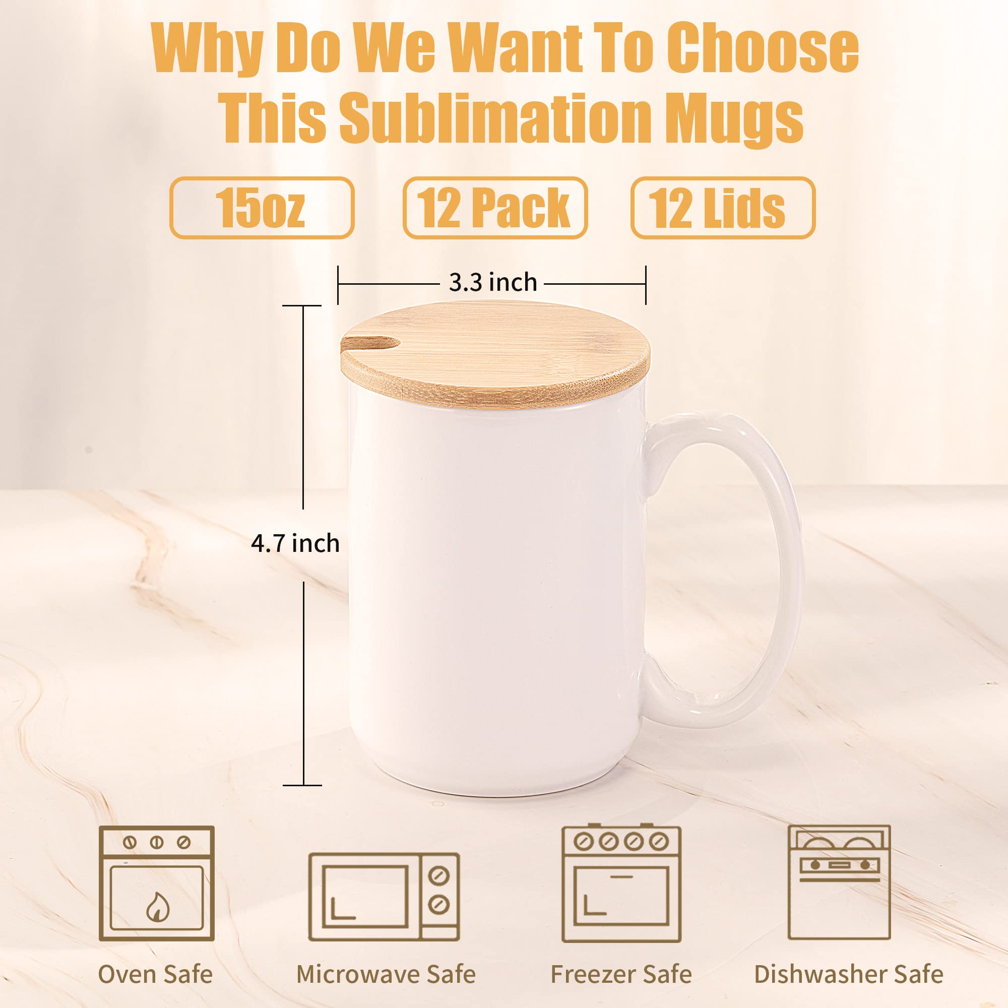 Rainbowtie Sublimation Mugs 15 Oz Sublimation Mugs Blank With Bamboo Lid White Coffee Mugs Sublimation Coffee Mugs Mug Sets Coff