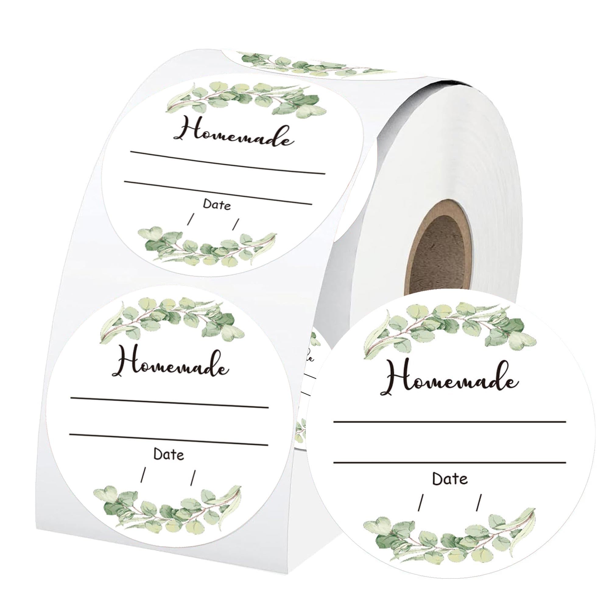 Watercolor Green Plants Canning Stickers Round Food Labels 2 Inch - Write On Date Contents Canning Jar Lids Labels With Lines Fo