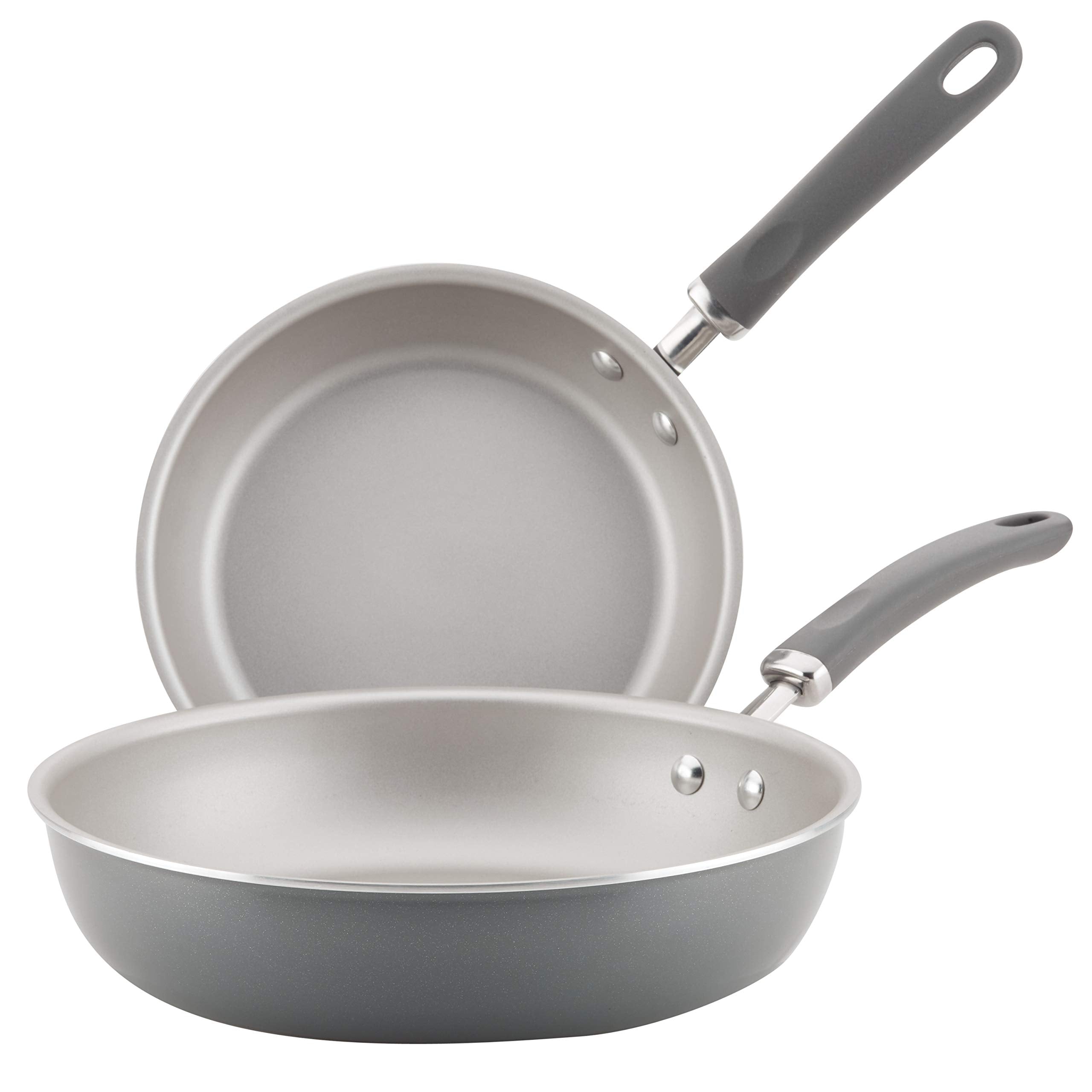 Rachael Ray 2-Piece Set Aluminum Skillet, 9.5'' & 11.75'', Gray Shimmer