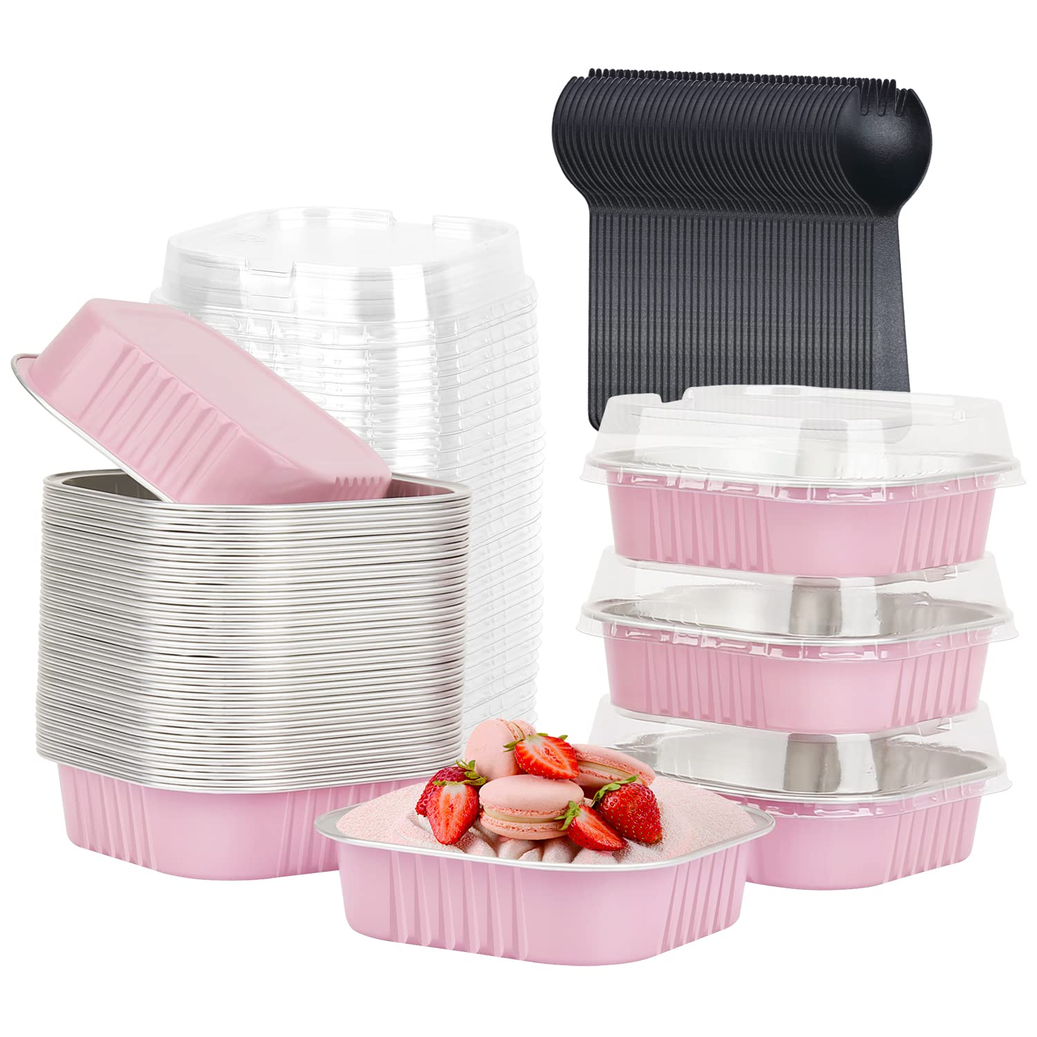 LNYZQUS 4    Mini Pie Tins Muffin Pans With Lids 40 Pack, 7.5oz Aluminum Foil Muffin Tins Individual Small Cake Pans Dishes,Disp