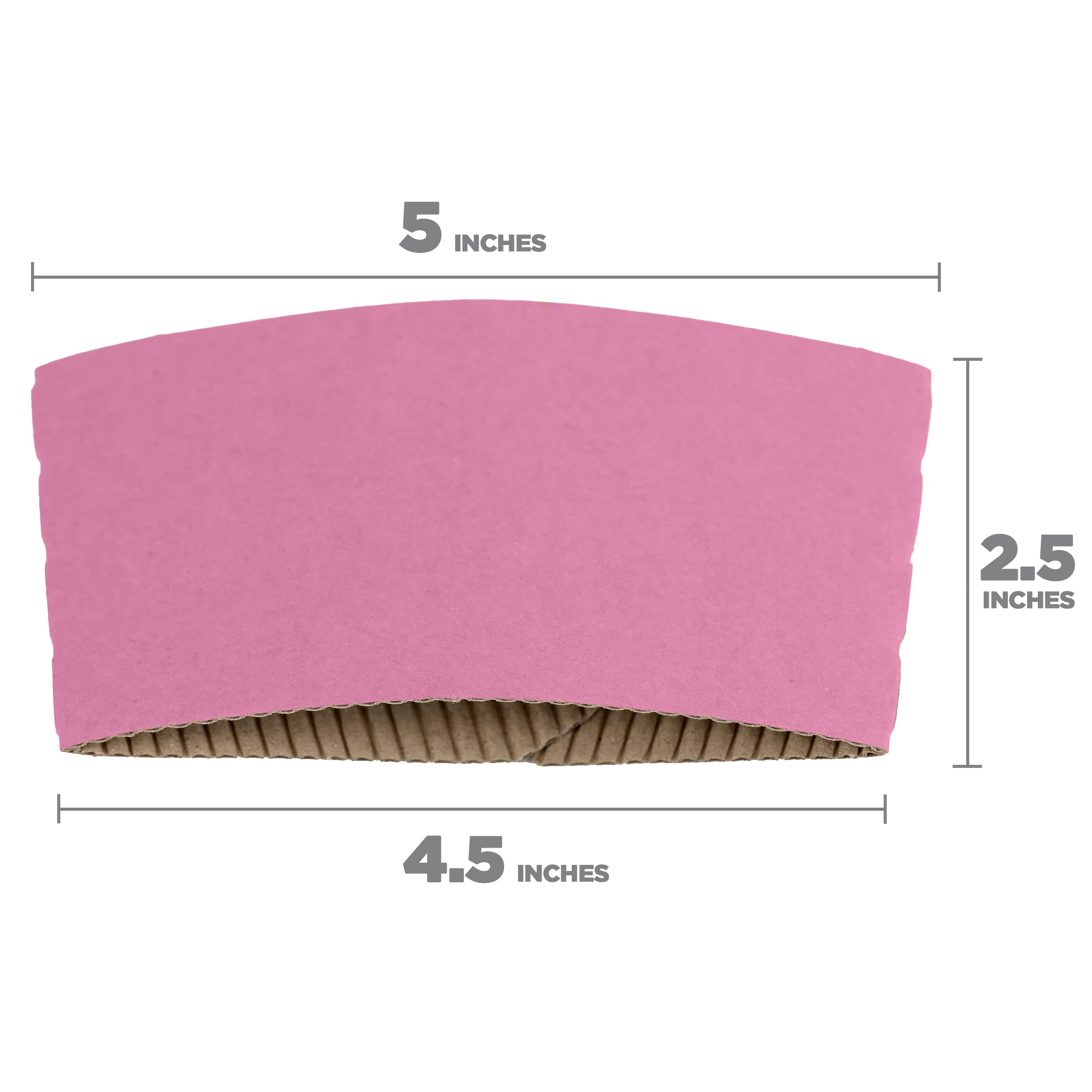 [500 Pack] Pink Coffee Cup Sleeves - Pink Disposable Corrugated Cardboard Paper Jacket  Holds Hot and Cold Drinks  Espresso Coffee Milk Tea Beverage Insulator and Hand Protection