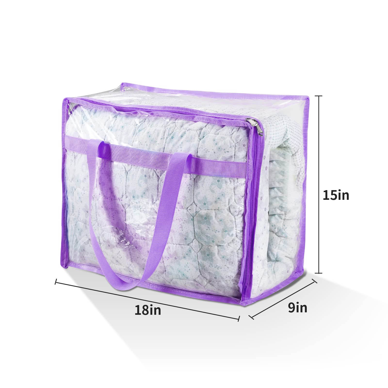 Jiagemei 3Pc Vinyl Storage Bags For Sheet, Thin Blanket, Sofa Pillow, Clothes (Mixed)