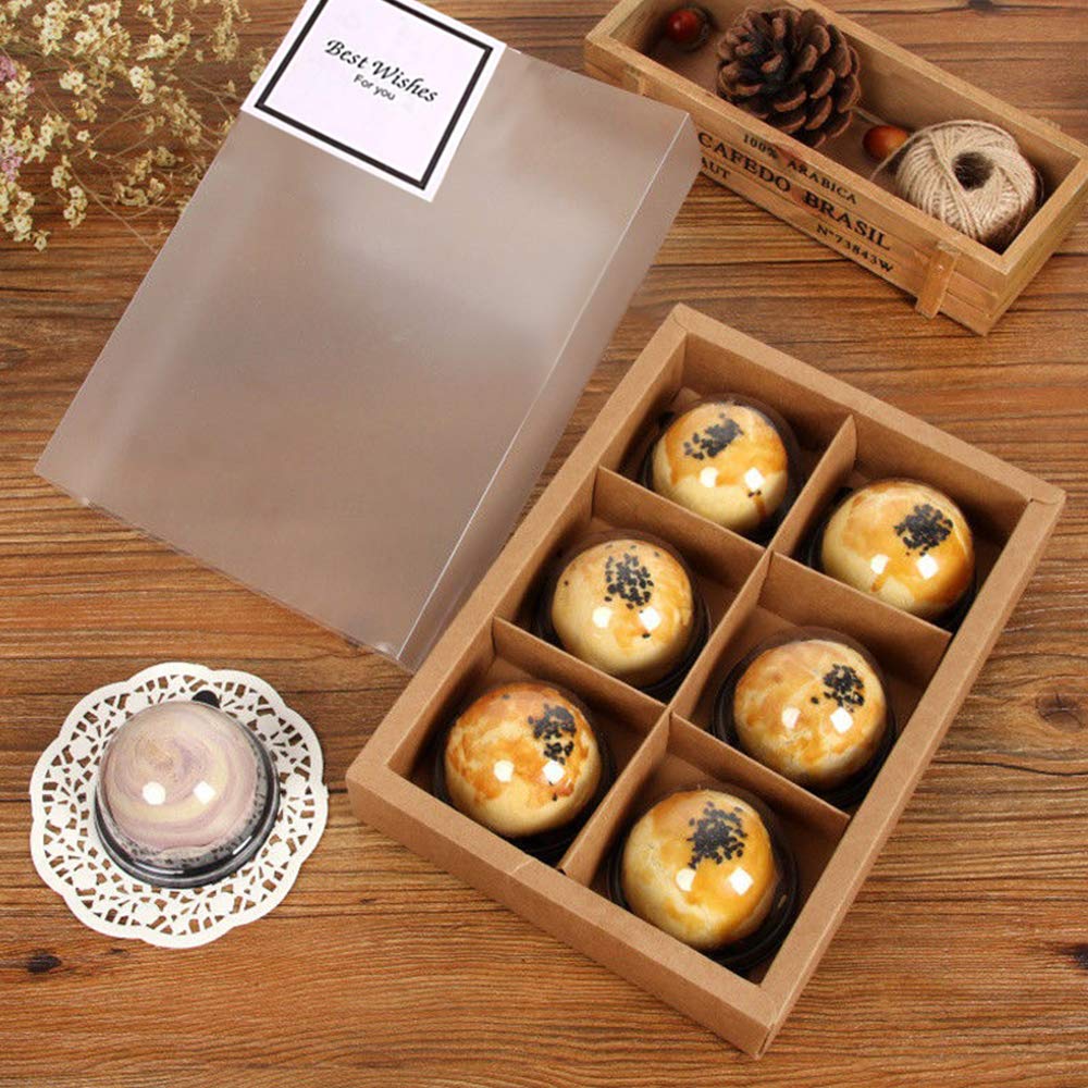 Neenicoliy 12 Packs Cupcake Boxes,Brown Kraft Treats Gift Boxes With Inserts And Display Windows,Cupcake Containers For Baking P