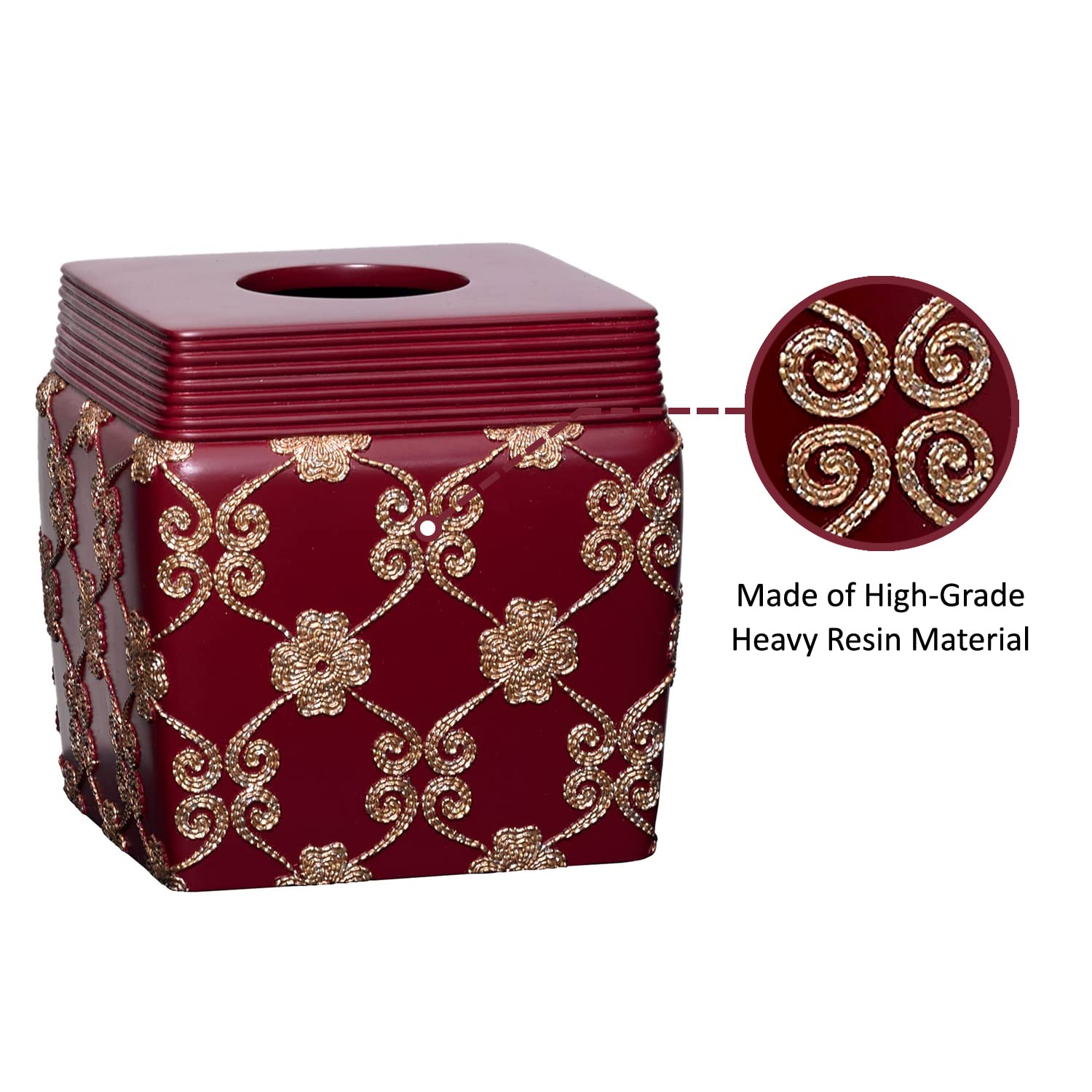 Zahari Home 2pc Elegant Rose Luxury Bathroom Accessories Set Modern Shower Basket & Tissue Box Classic Luxury Contemporary Decor Beautiful Unique Design Stylish Bathroom Accessories Set
