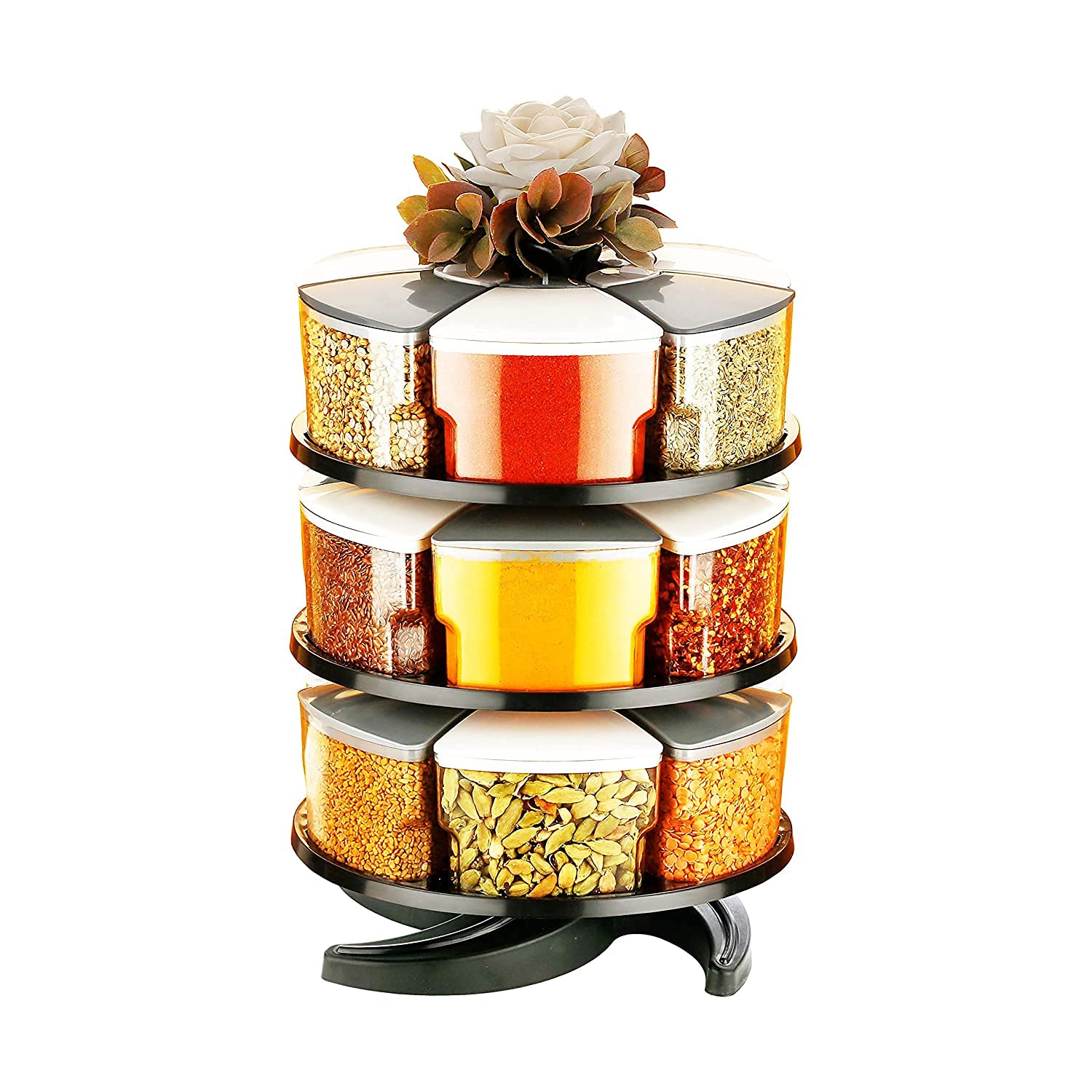 Pramukh Fashion Multipurpose Spice Rack Spice Containers For Storage Plastic Tabletop Stackable And Space Savvy Dining Table Spi