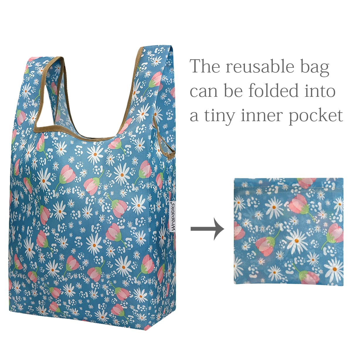 Wrapables Jolibag Collection Reusable Shopping Bag (Set Of 2), Daisy Party