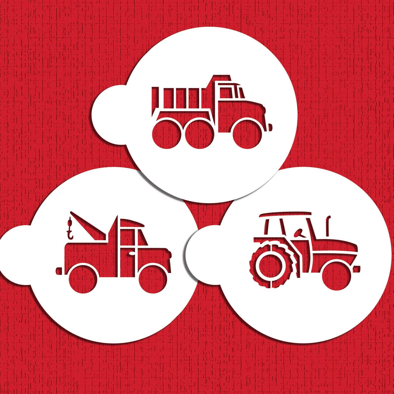 Designer Stencils Trucks Cookie Set, Beige/Semi-Transparent