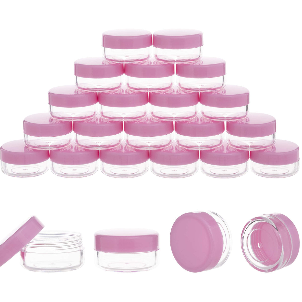 10 Gram Sample Containers With Lids, 20 Pieces Mini Cosmetic Containers, Bpa Free Pink Sample Jars For Makeup, Lotion, Eye Shado