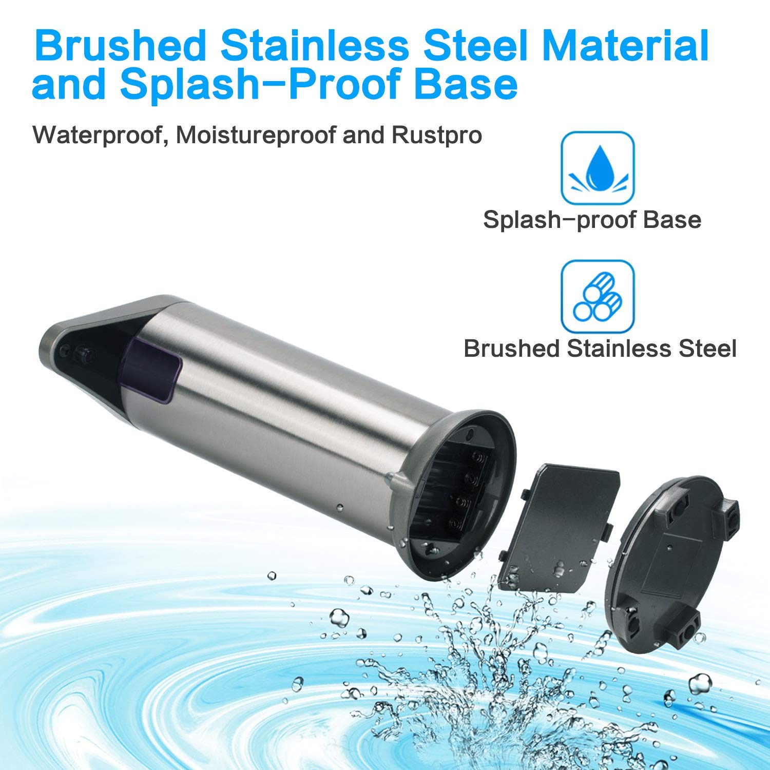 Sensor Soap Dispenser,Battery Operated Refillable Soap Dispenser Infrared Automatic Soap Dispenser, Brushed Stainless Steel Touc