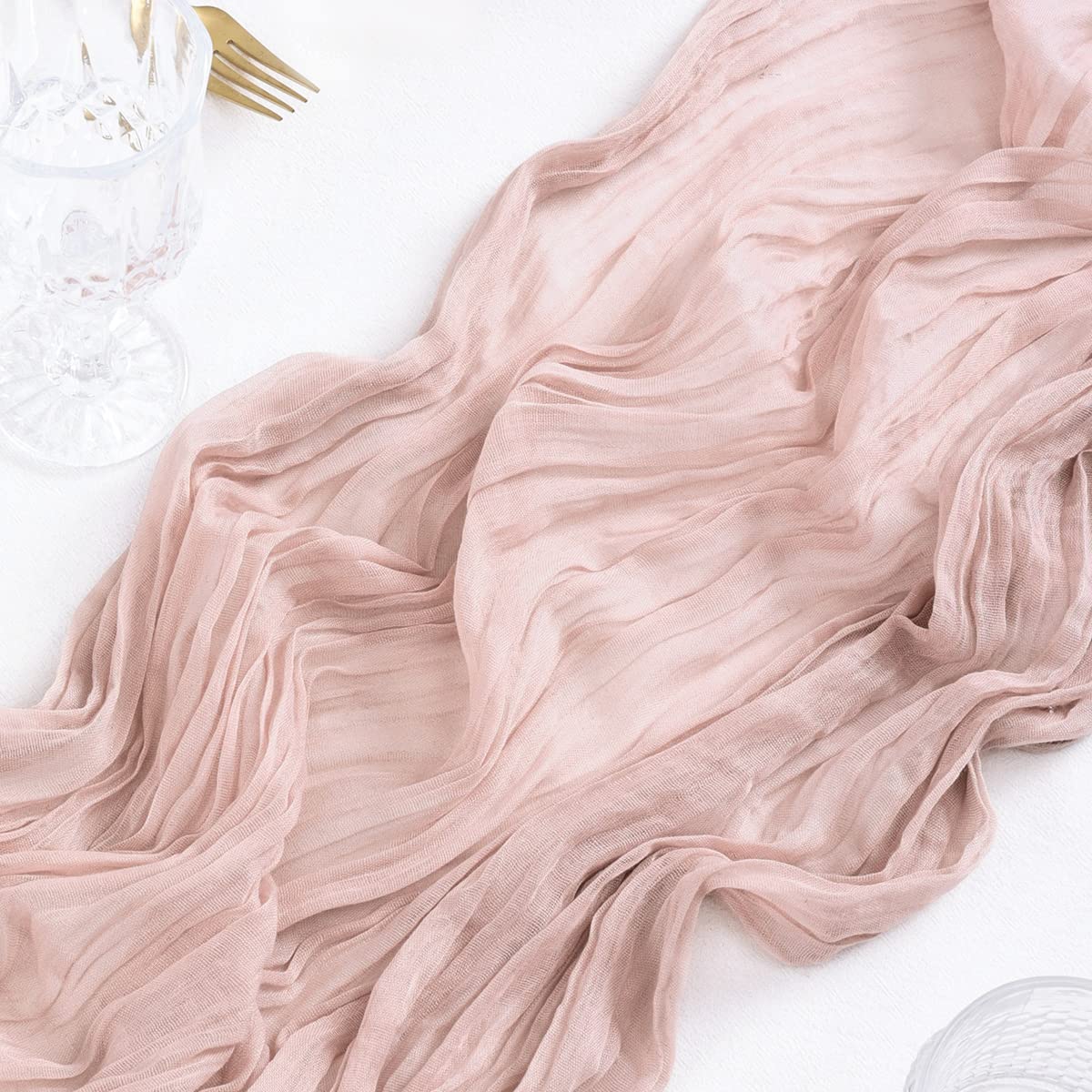 Socomi Pink Table Runner Spring Easter Cheesecloth Table Runner 170 Inch Cheese Cloth Runner 14Ft Boho Rustic Gauze Table Runner