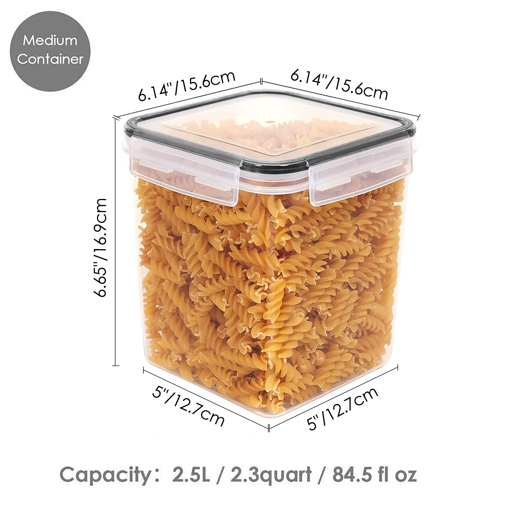 Vtopmart Food Storage Containers 2.5L / 84.5Oz, 4 Pieces Bpa Free Plastic Airtight Food Storage Containers For Flour, Sugar, Bak