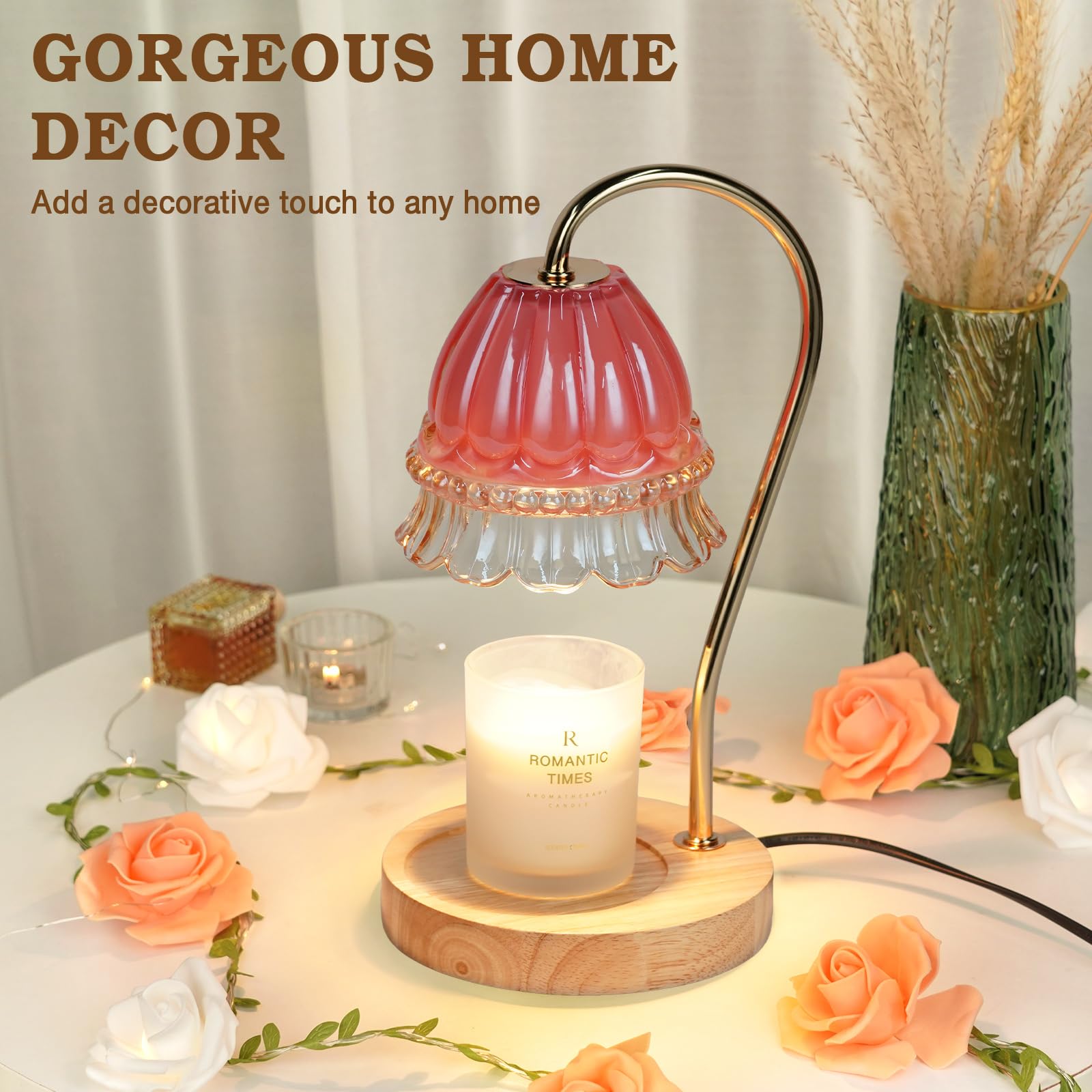 Flower Candle Warmer Lamp with Timer, Wax Warmer, Height Adjustable, Birthday Gifts for Women, Mom, Sister, Candle Lamp Warmer C