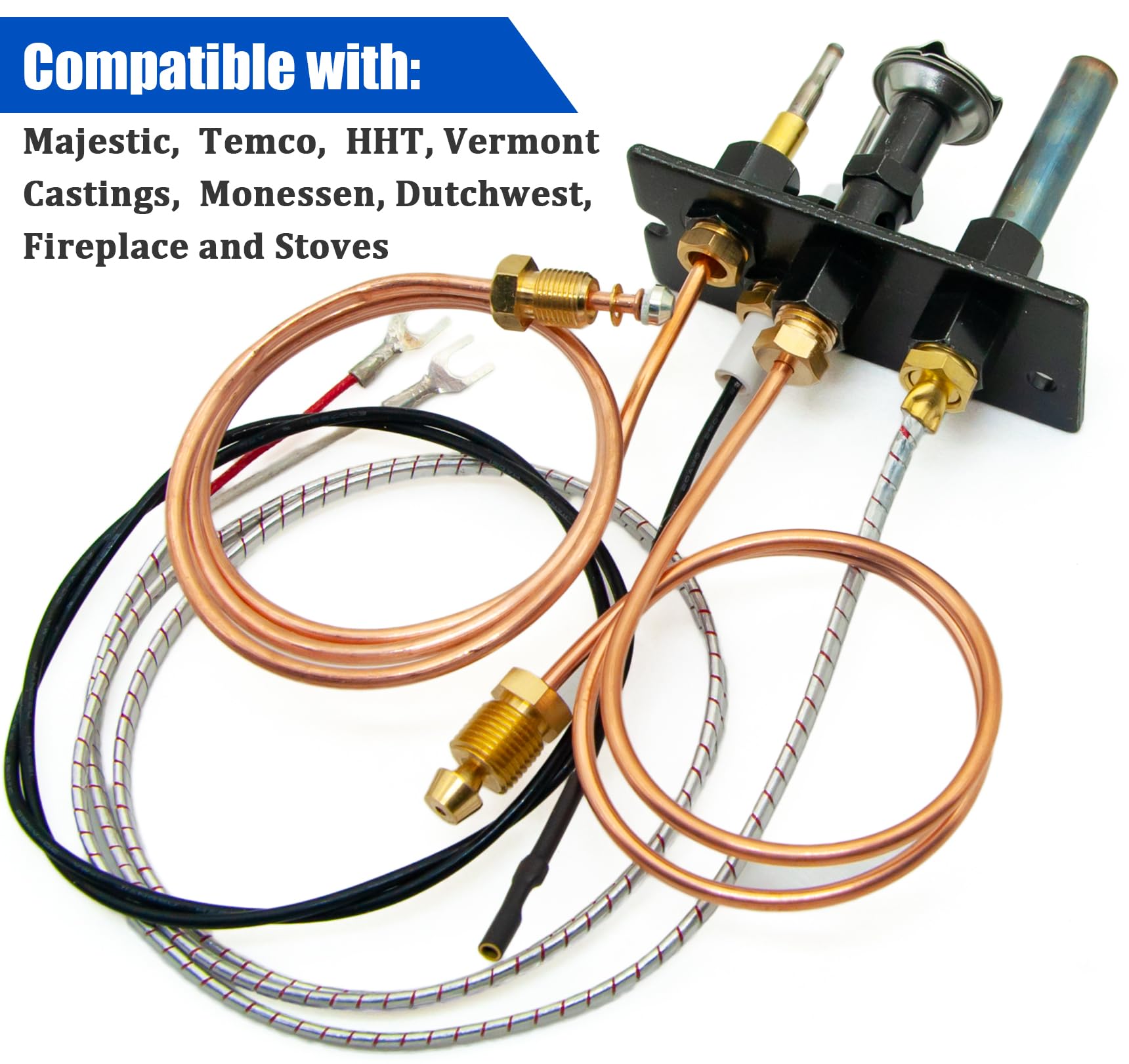 Propane And Natural Gas Pilot Assembly Replaces 10002265 10002264, Lp Ng 3 Way Pilot Replacement For Majestic,Temco,Vermont Cast