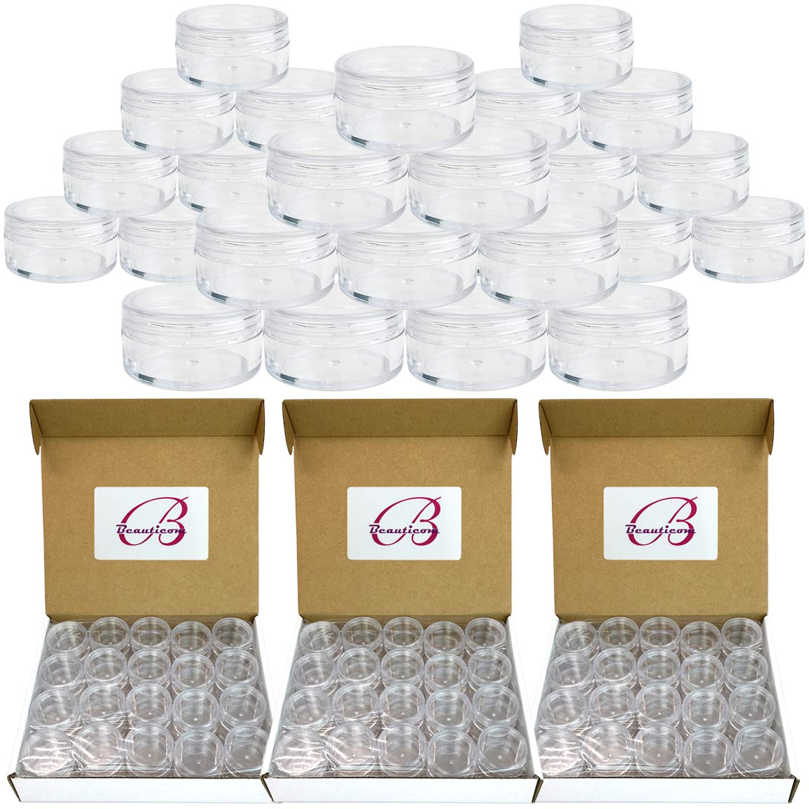 (Quantity: 300 Pieces) Beauticom 10G/10Ml Round Clear Jars With Screw Cap Lids For Small Jewelry, Holding/Mixing Paints, Art Acc