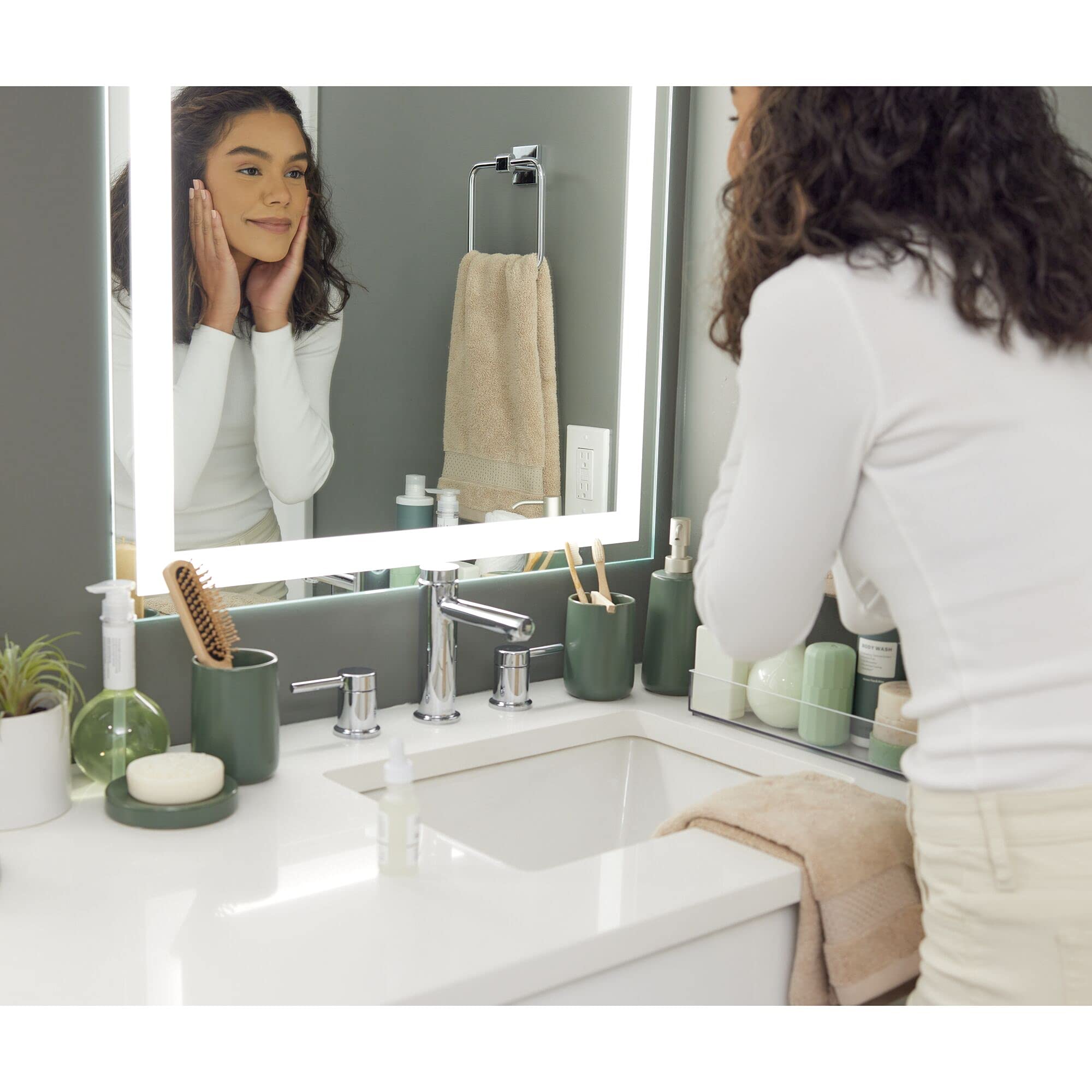 Idesign Ceramic Earth Collection Ceramic Bar Soap Dish, Moss
