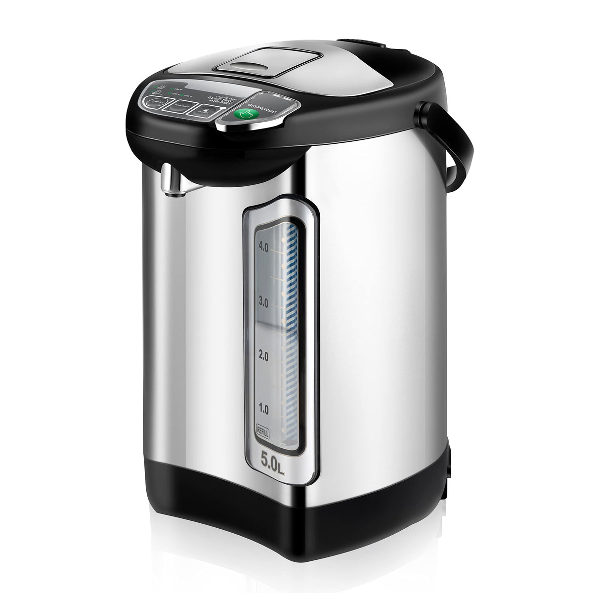 Nutrichef Electric Water Boiler And Warmer - 5L/5.28 Qt Stainless Steel Hot Water Dispenser W/Rotating Base, Keep Warm Temperatu