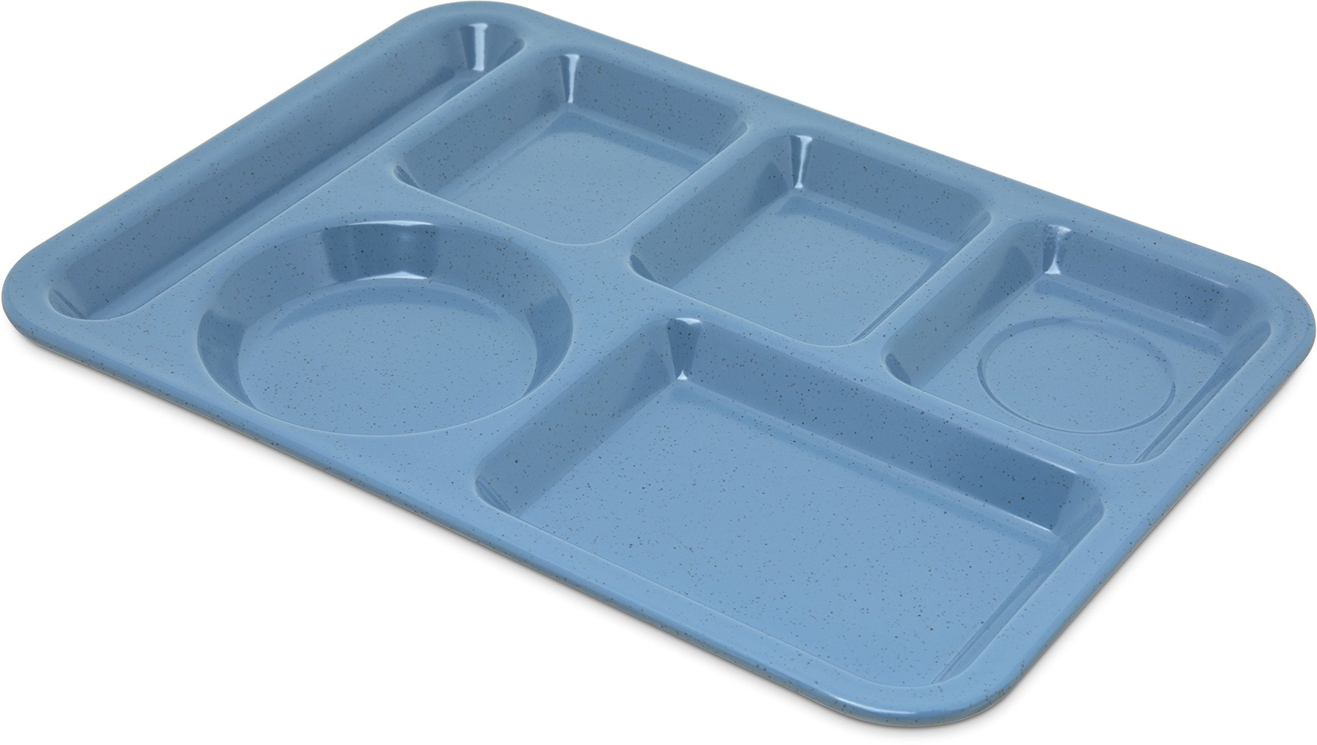 Carlisle FoodService Products Plastic Meal Tray Left-Handed Heavyweight Lunch Tray with 6-Compartments for Schools, Cafeterias, 