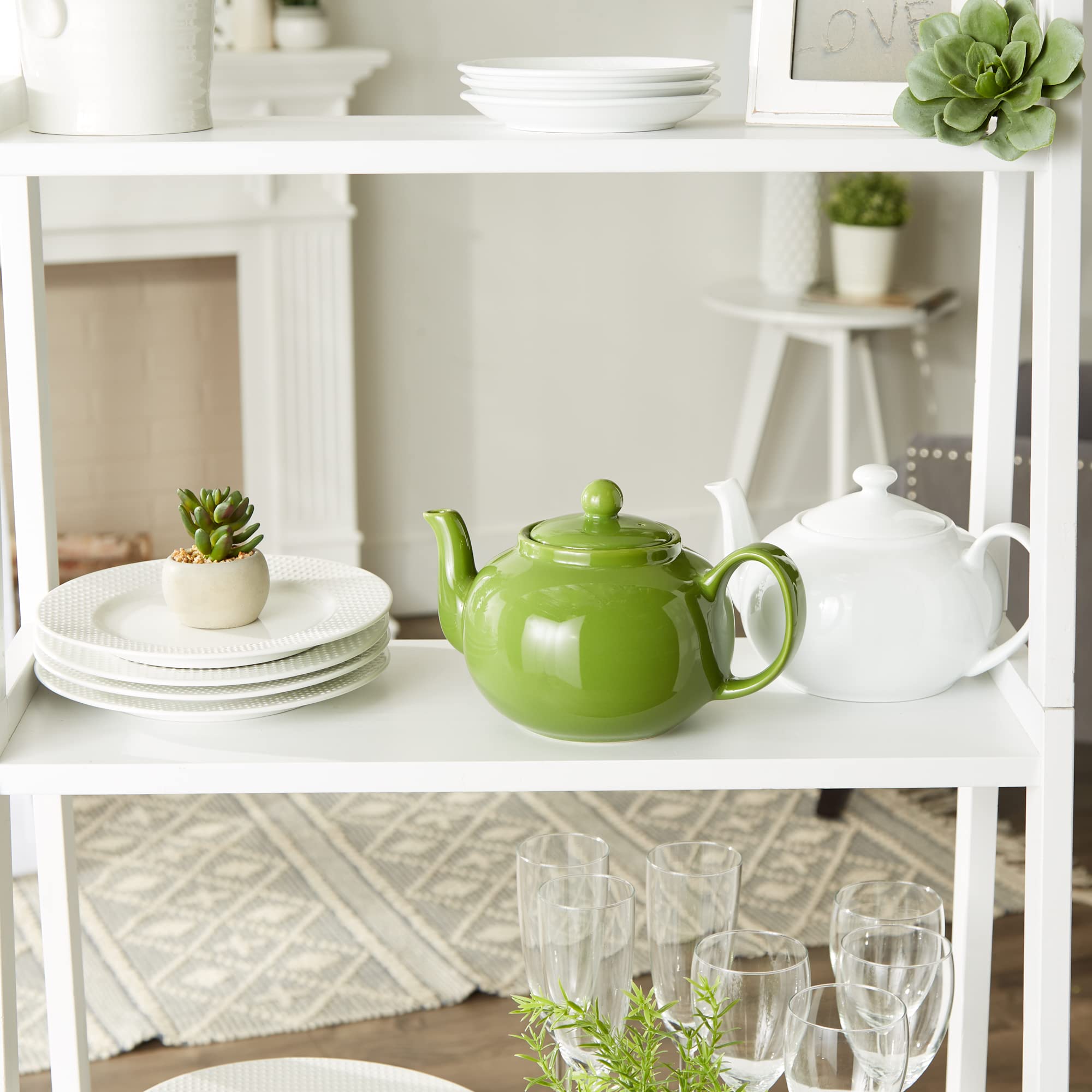 RSVP International Stoneware Teapot  Green