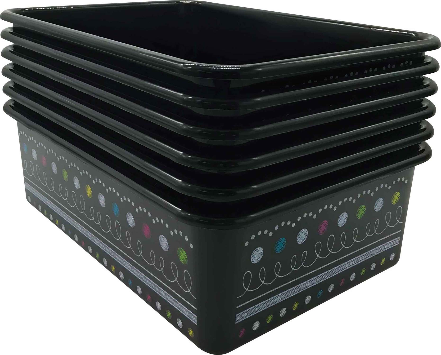 Chalkboard Brights Large Plastic Storage Bins - 6 Pack