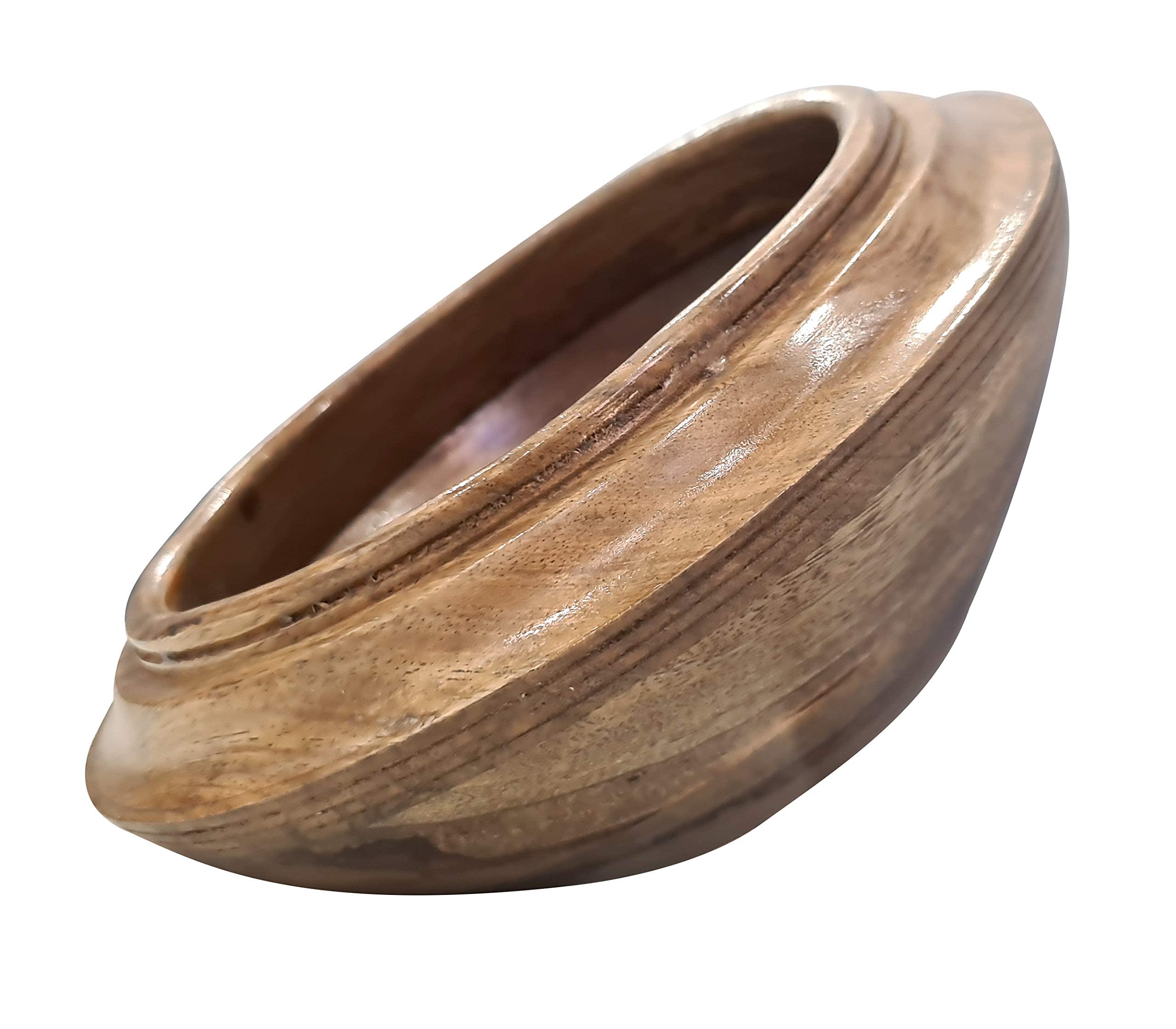Collectiblesbuy Hand Turned Large Wooden Curry, Soup Serving Bowl Vintage Designer Bowl Bespoken Spin Top Shape Contemporary Cen