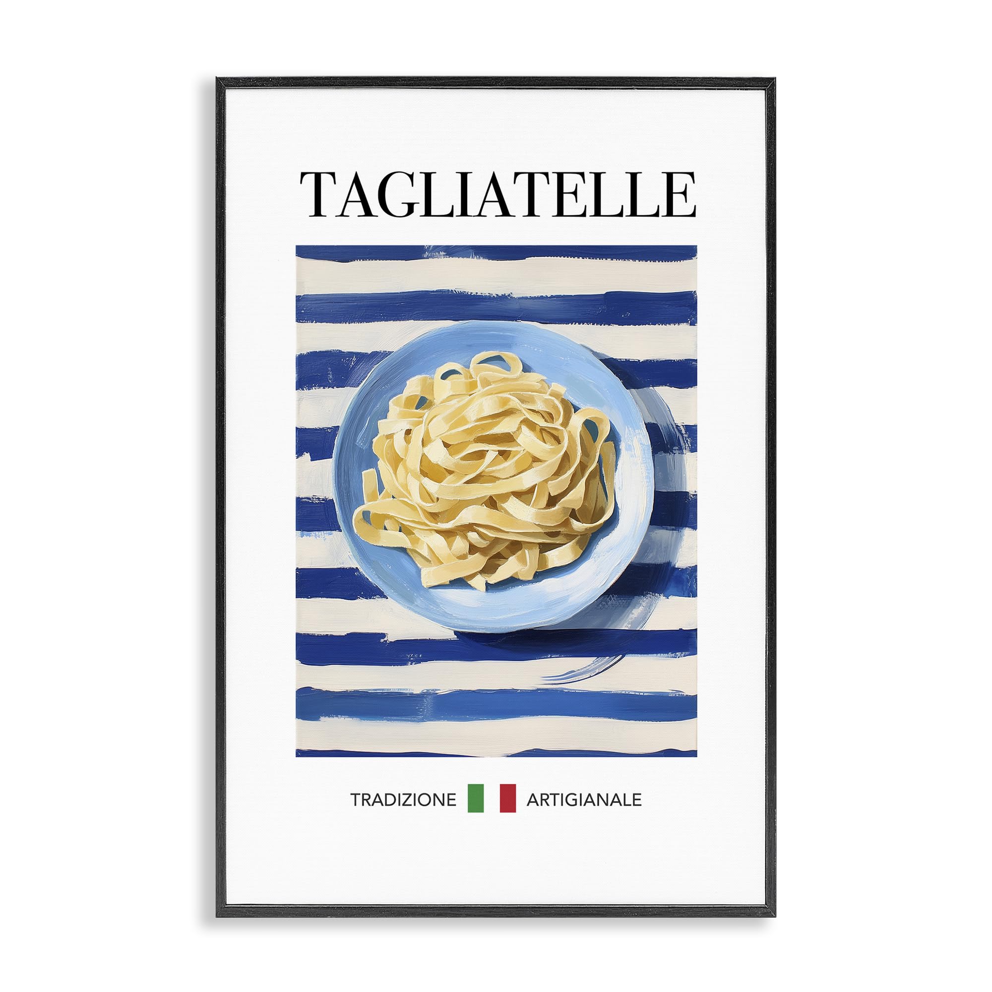 Framed Giclee Art (1.5 D) from USA by Artist Andreas Magnusson - Traditional Tagliatelle Pasta, Textured Jet Black, 16 x 24 - 