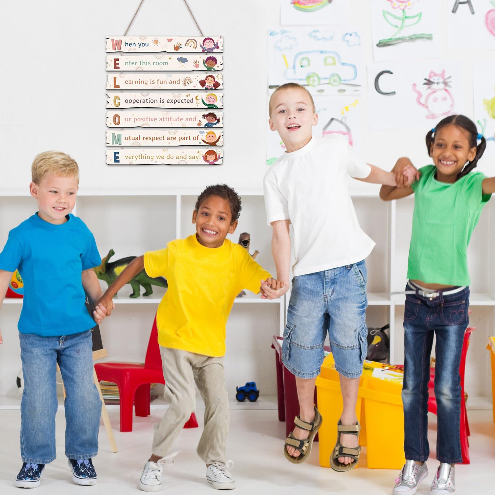 Harloon Boho Welcome Sign Classroom Rainbow Decorations Diversity Inspirational Classroom Educational Motivational Positive Quot