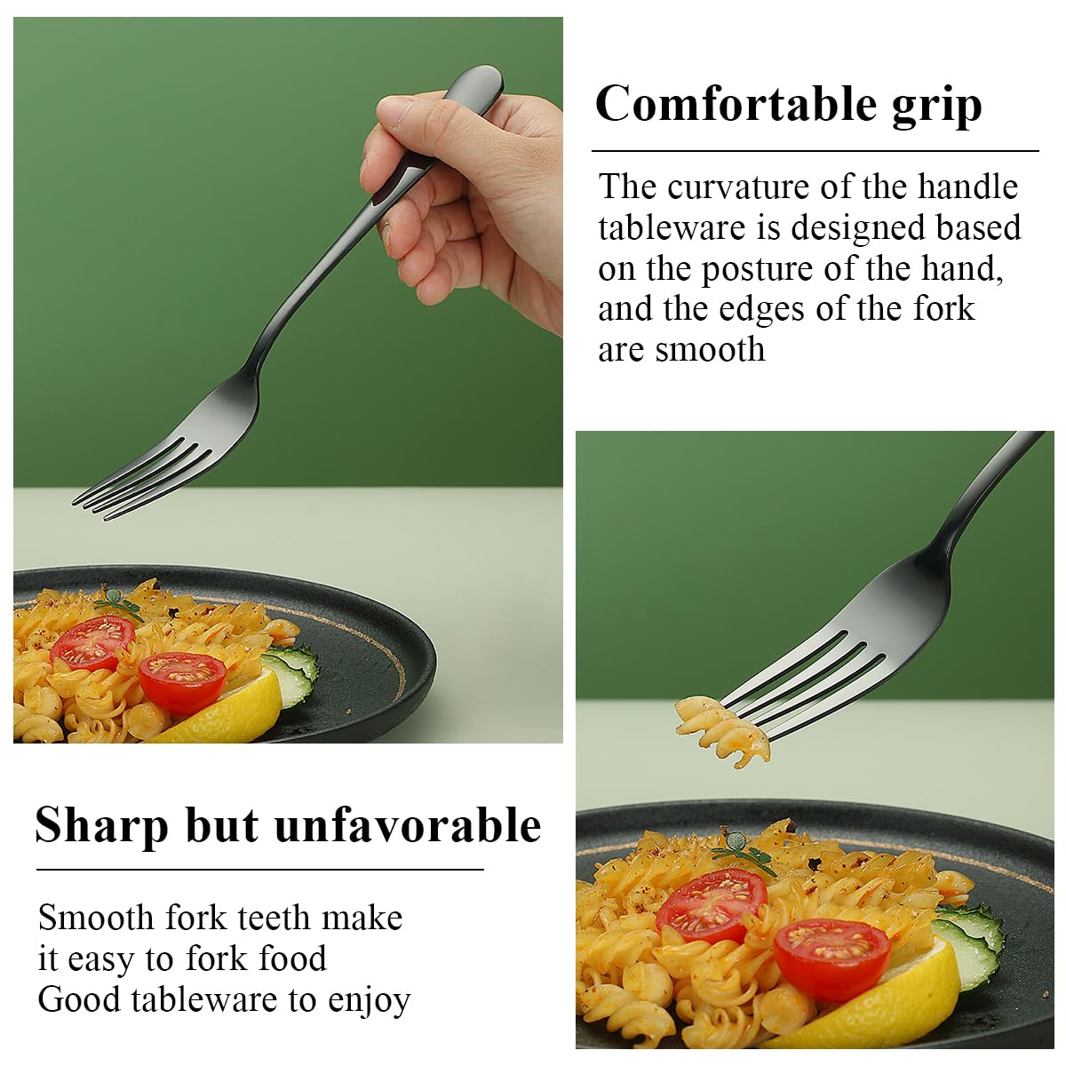 Evanda Black Dinner Fork 12 Pieces  Black Titanium Plating Stainless Steel 8.07inch Forks  Cake Forks  Table Forks Dessert Forks  Easy To Clean  Dishwasher Safe