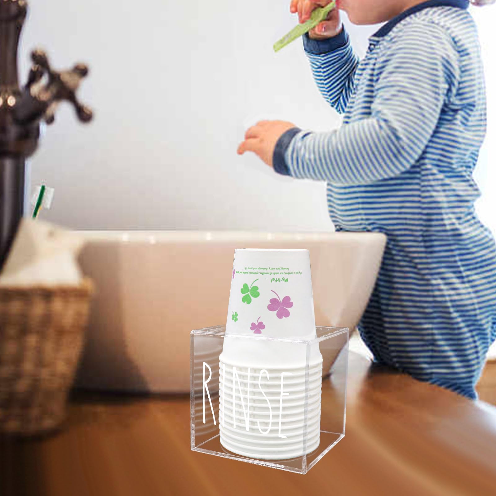 Transparent Acrylic Dixie Cup Dispenser, Disposable Paper Cup Dispenser Storage Holder, 3/5 Oz Dixie Cup Holder, Bathroom Paper