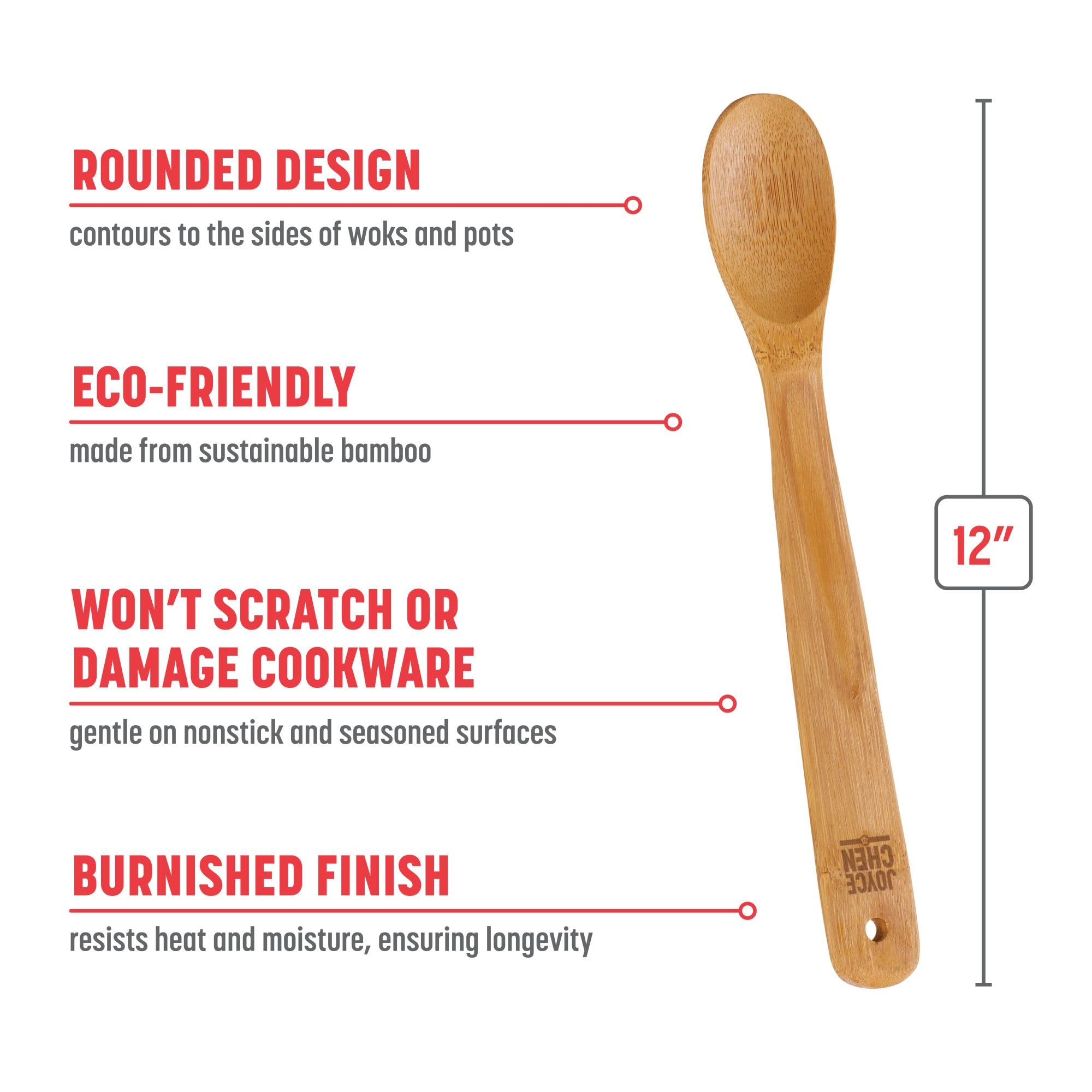 Joyce Chen Burnished Bamboo Mixing Spoon, 12-Inch