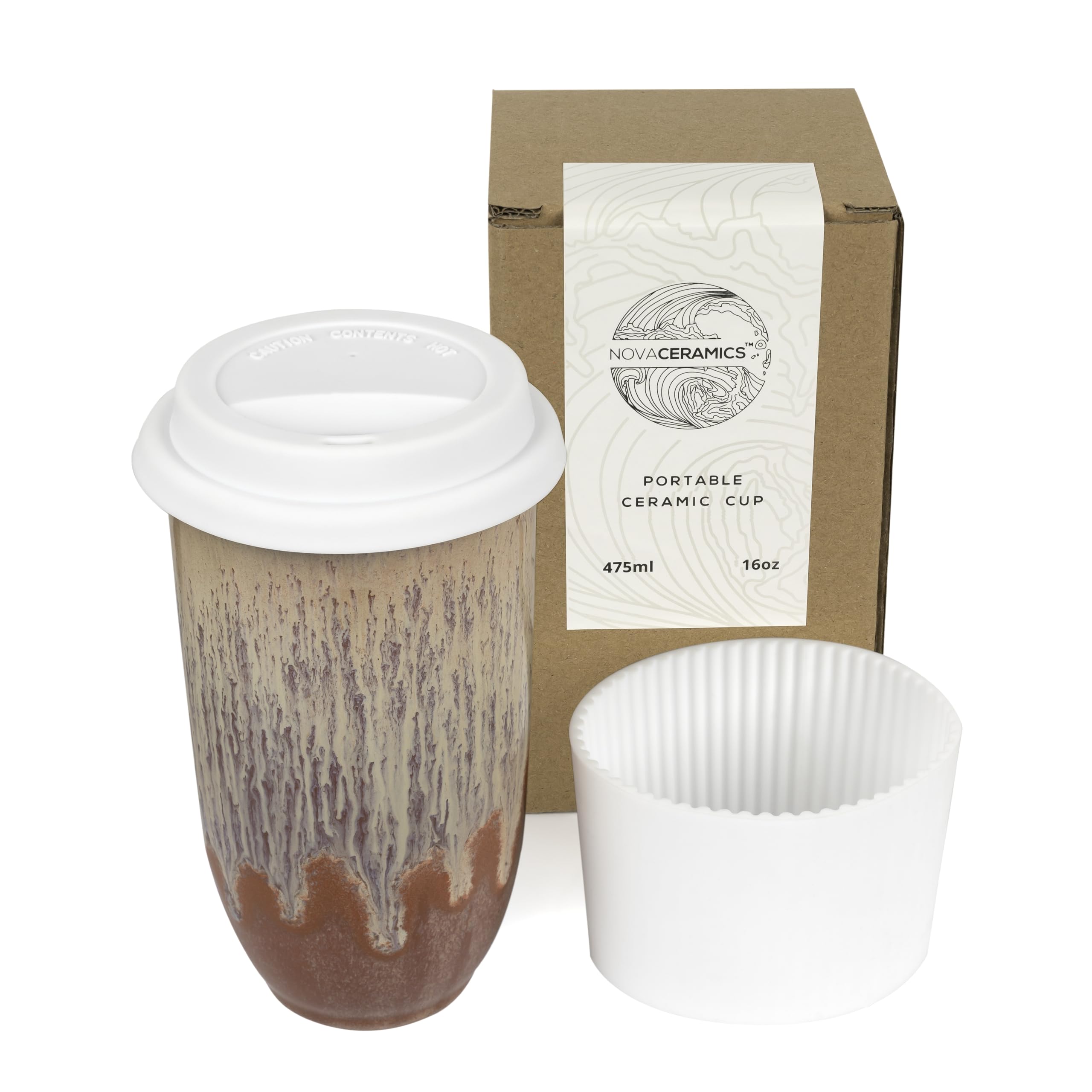 NOVA CERAMICS Travel Coffee Cup- Travel Coffee Tumbler - On the Go Coffee Mug - Microwave & Dishwasher Safe Green CoffeeTumbler 