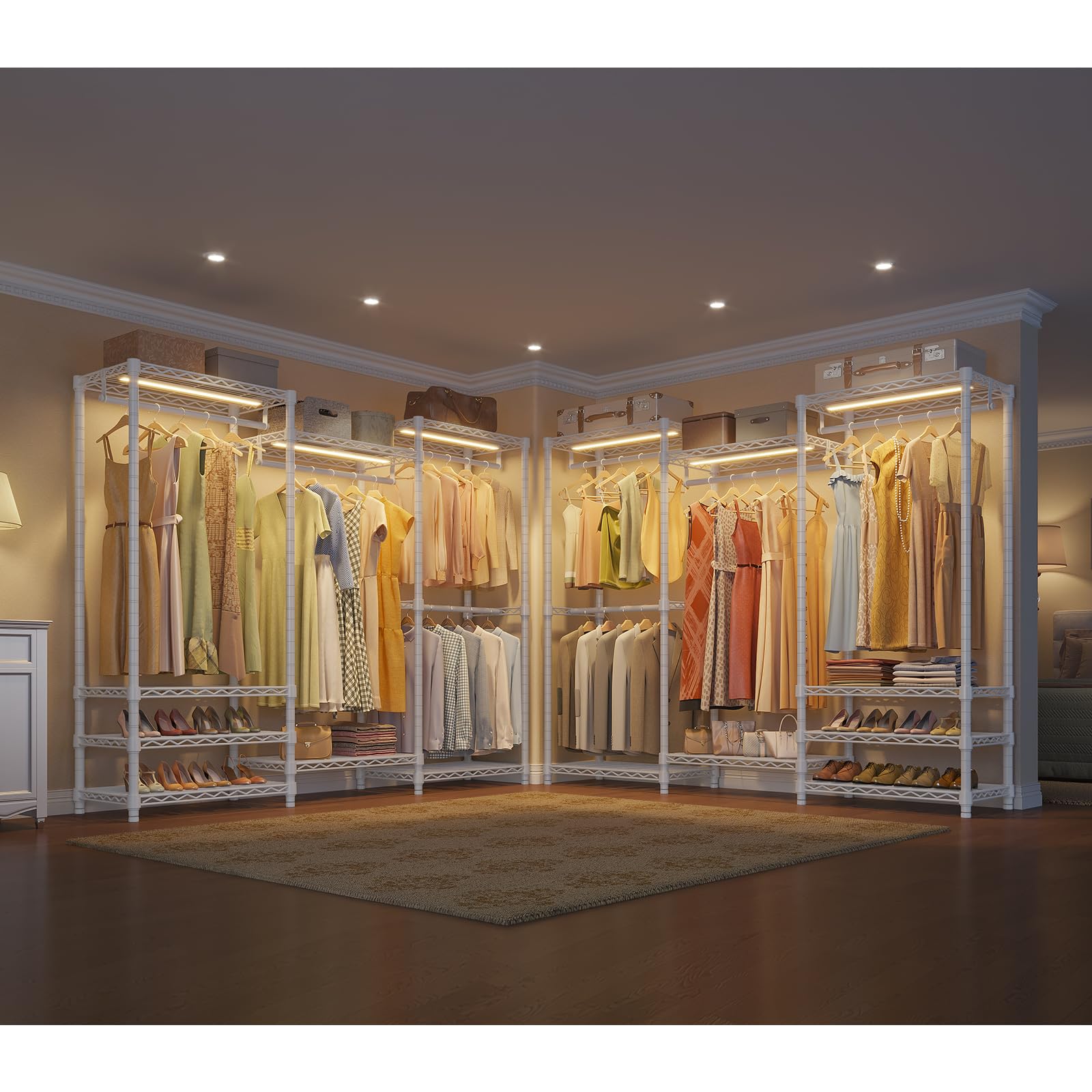 Vipek V5L Garment Rack Heavy Duty Clothes Rack With Dimmable Led Lights, 3000K Warm White, Portable Closet Wardrobe Freestanding