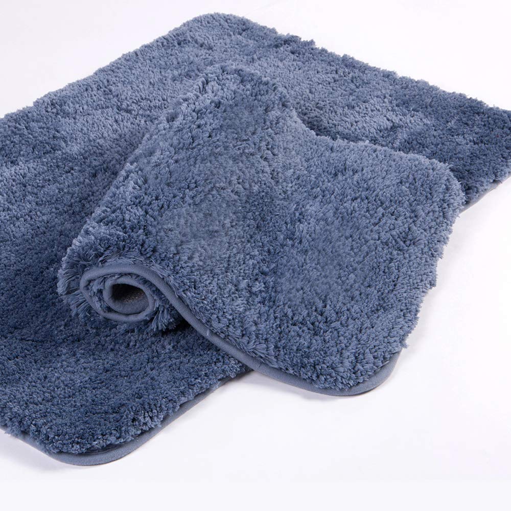 Walensee Shaggy 2 Piece Bath Rug Set, (20 X 32, 2 Pack Set, Blue) Bathroom Rug Set Bath Mats For Bathroom Machine Wash/Dry Absor