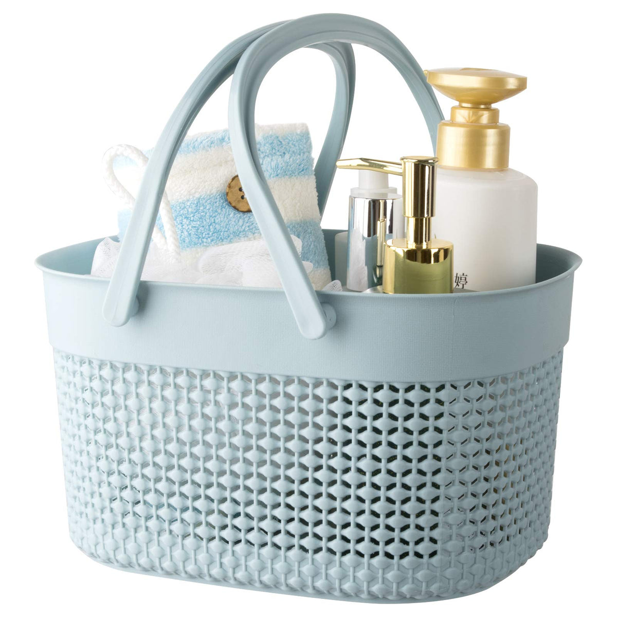 Rejomiik Portable Shower Caddy Basket, Plastic Organizer Storage Tote With Handles Toiletry Bag Bin Box For Bathroom, College Do