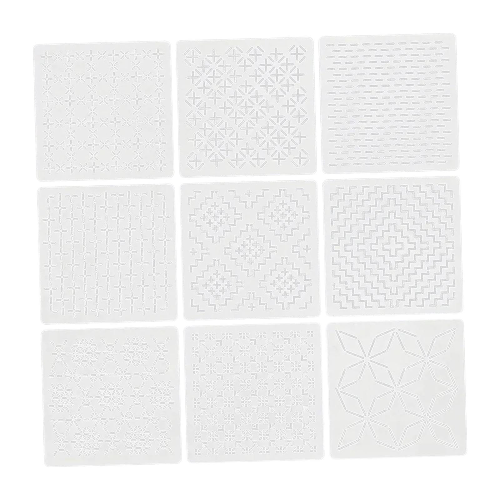 Heavenglow 9 Pieces Sashiko Stencil Kit Diy Craft Sewing Embroidery Pattern Stabilizers|Hand Embroidery Kits