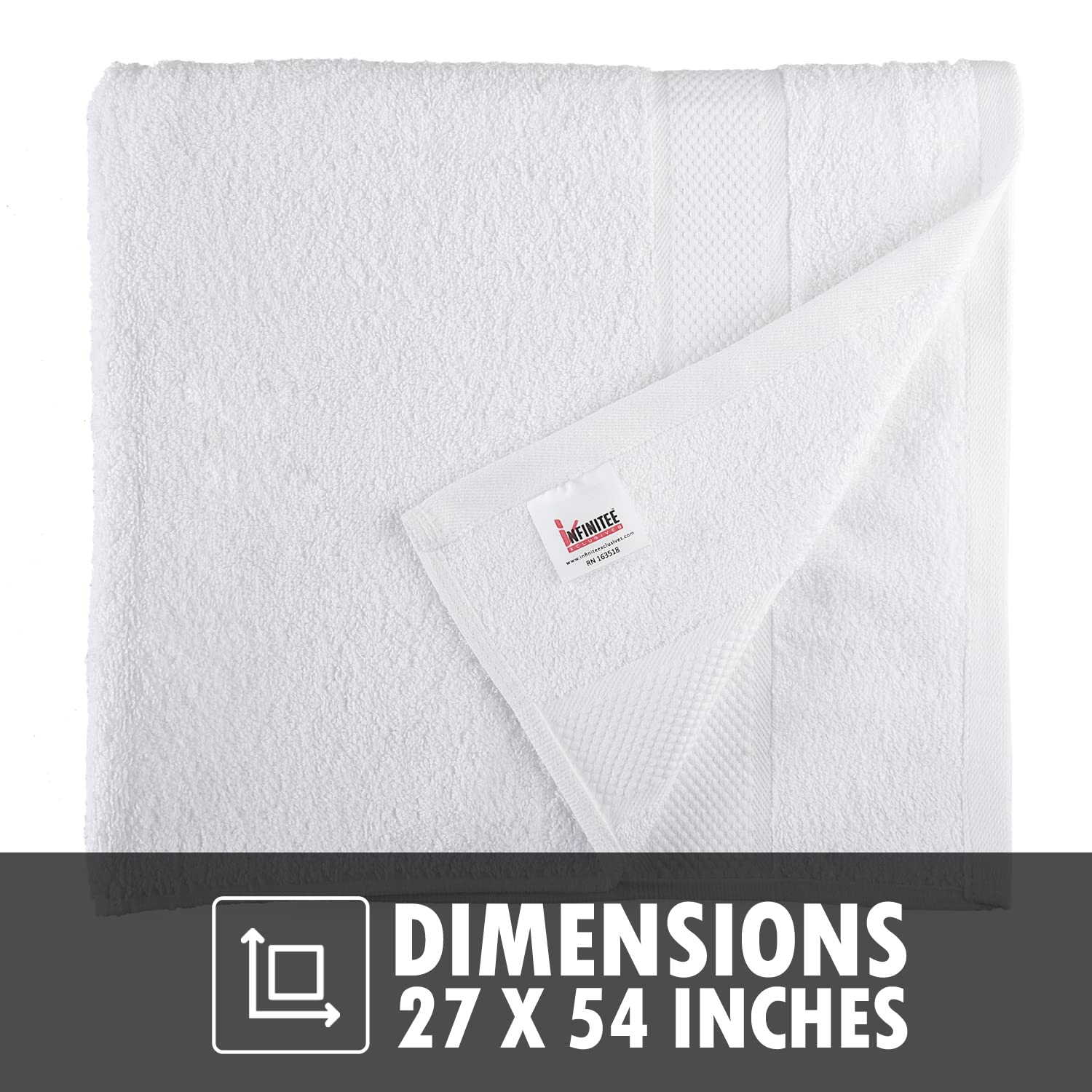 Infinitee Xclusives Premium Bath Towels Set Pack Of 4-100 Ring Spun Cotton Towels - White Bath Towels 27 X 54 - Soft Feel, Quick