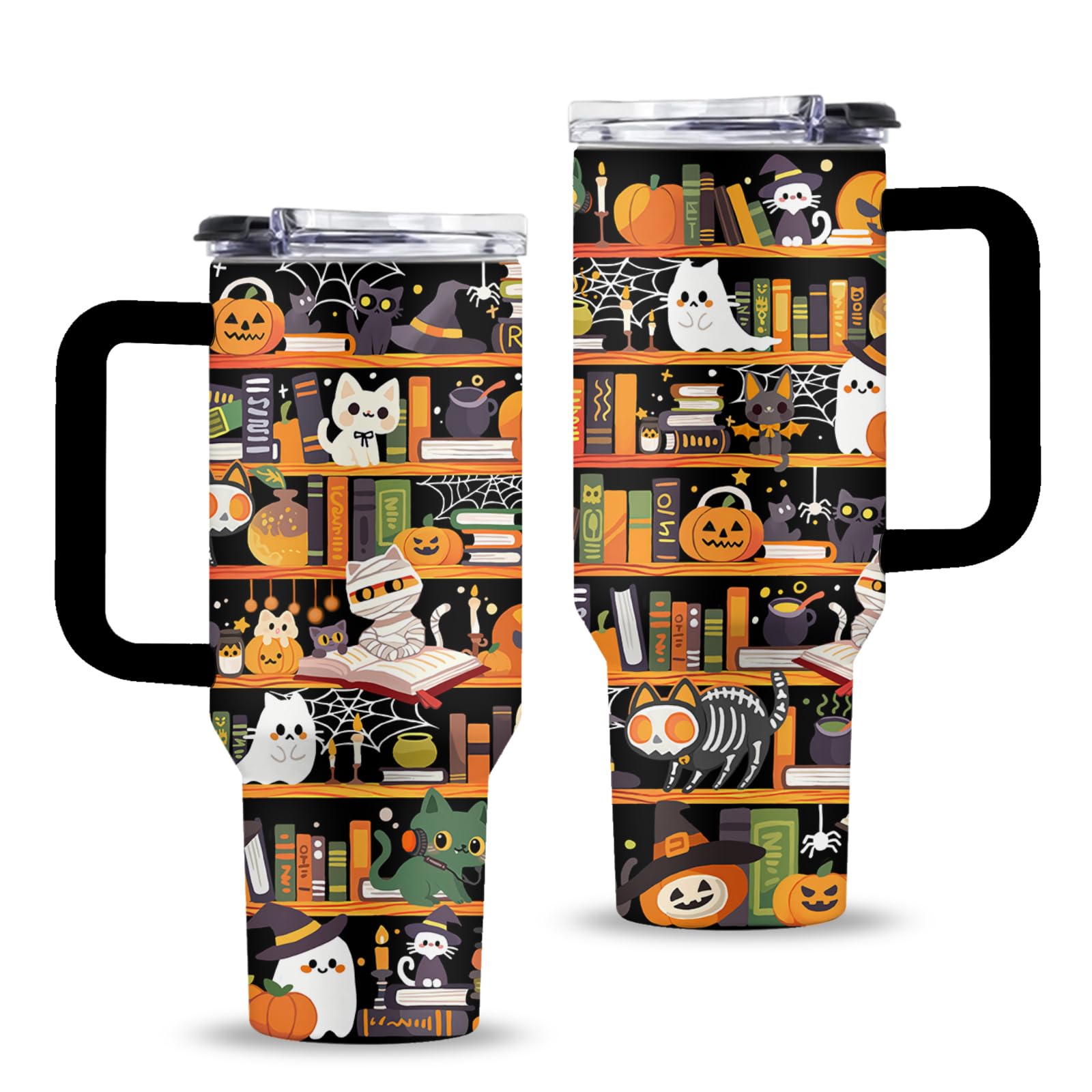 Uibunoo Book Lovers 40oz Tumbler, with Handle Straw, Stainless Steel Cup